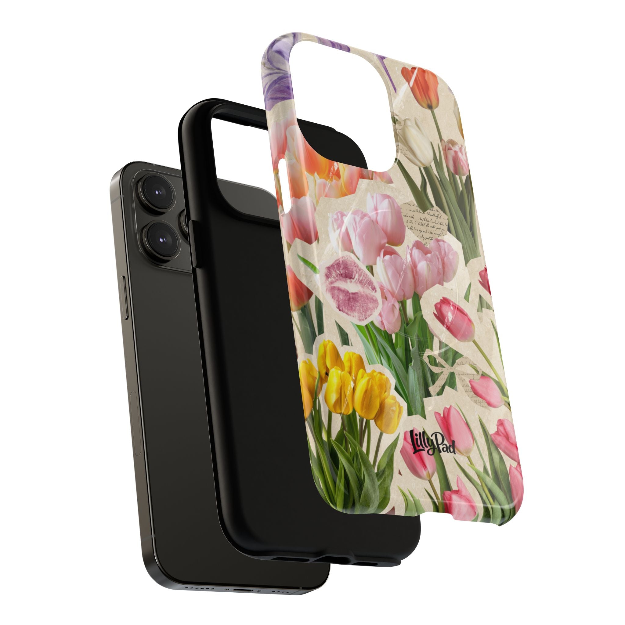 Vintage Tulip Collage Tough Phone Case | Floral iPhone Magnetic Case