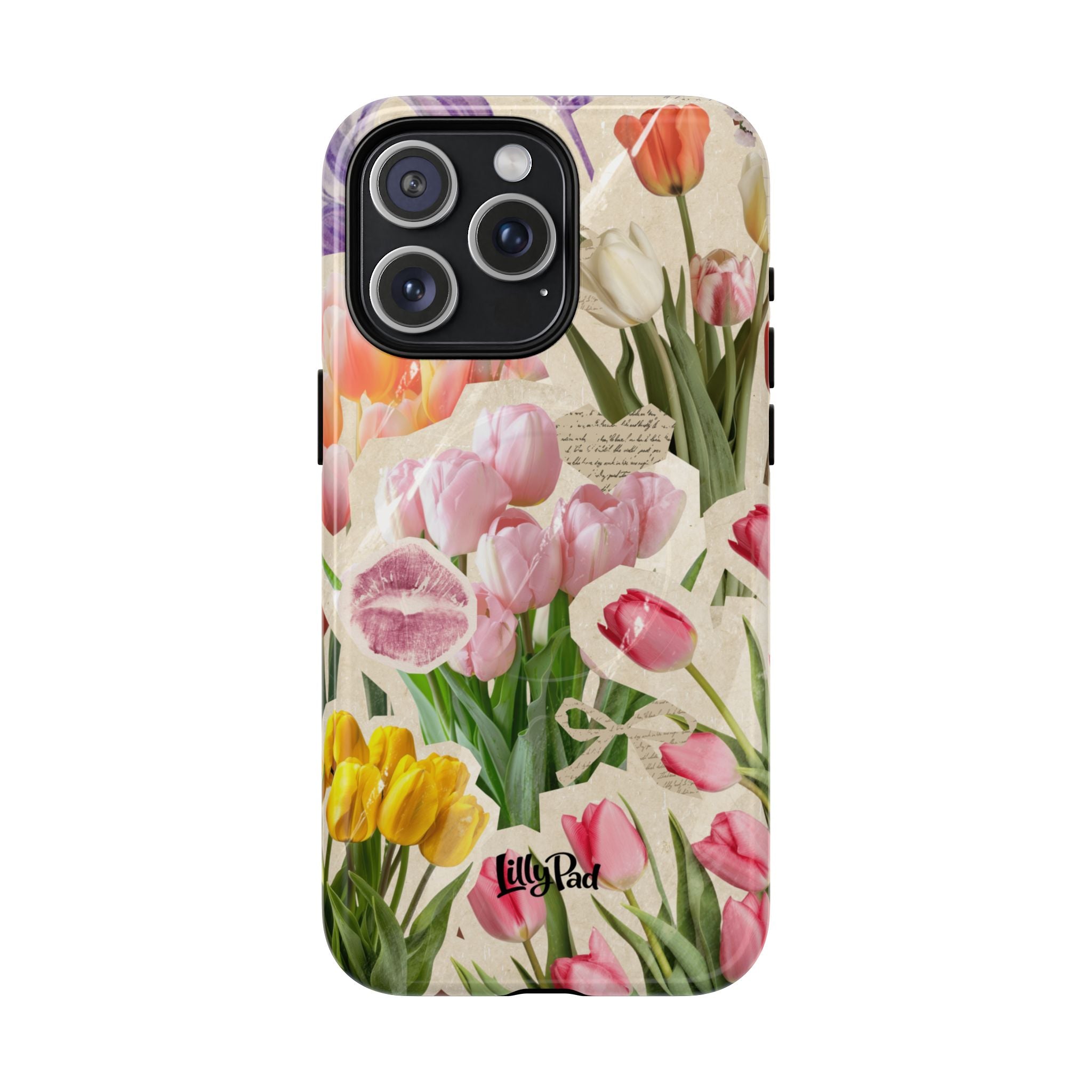 Vintage Tulip Collage Tough Phone Case | Floral iPhone Magnetic Case