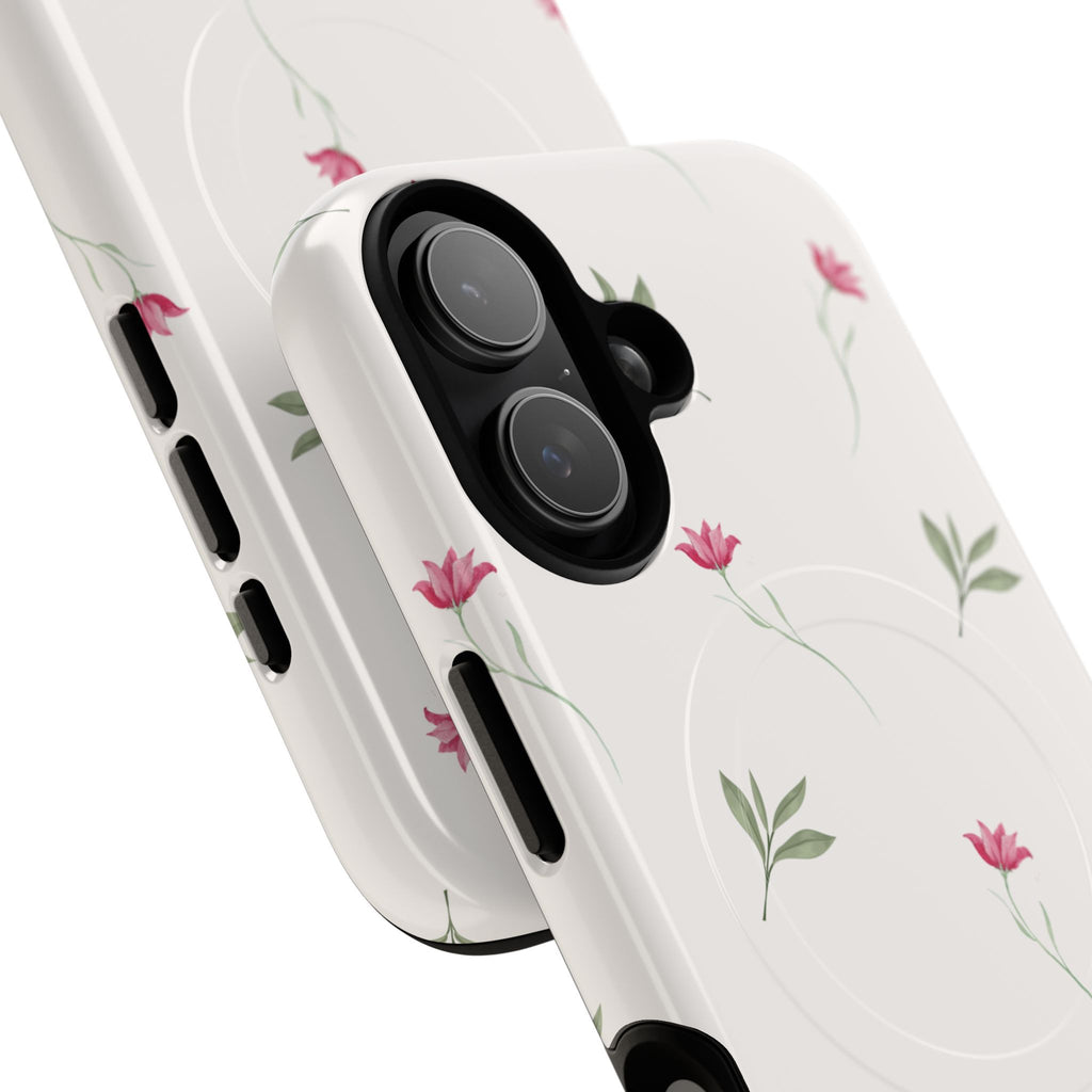 Minimal Pink Wildflowers Phone Case | Magnetic Case
