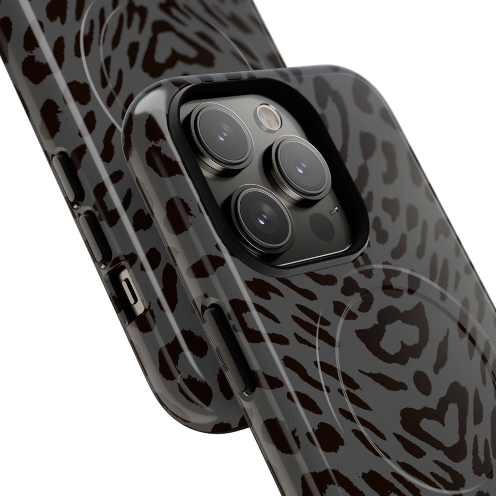 Leopard Print Magnetic Phone Case | Tough Magnetic Case, Black Animal Pattern
