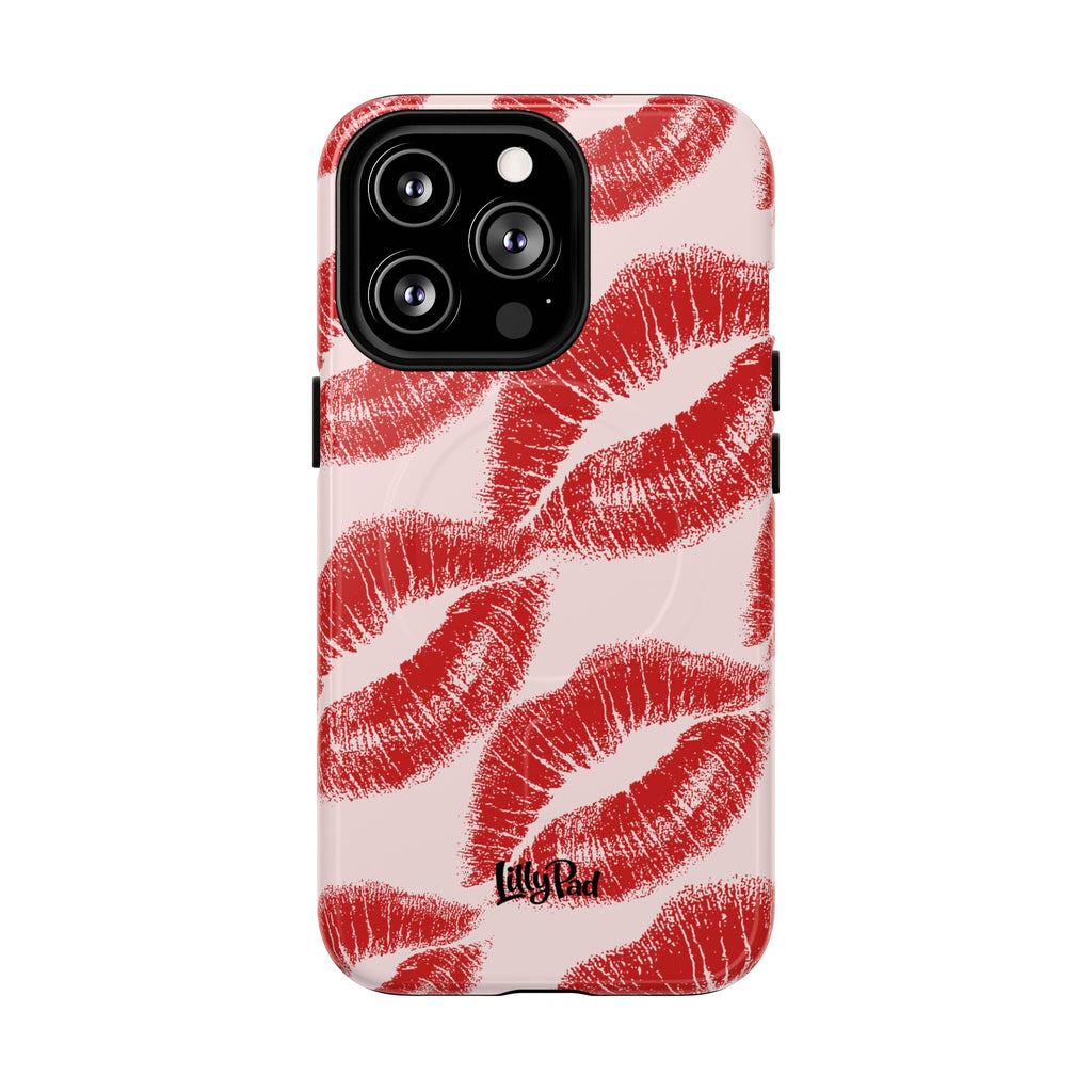 Red Lipstick Kiss Pattern Phone Case | Tough Magnetic Case