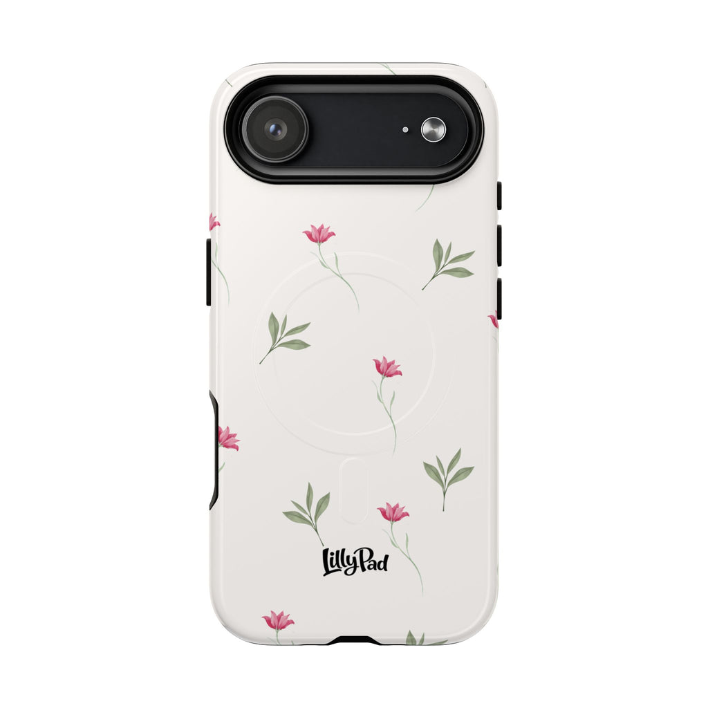 Minimal Pink Wildflowers Phone Case | Magnetic Case