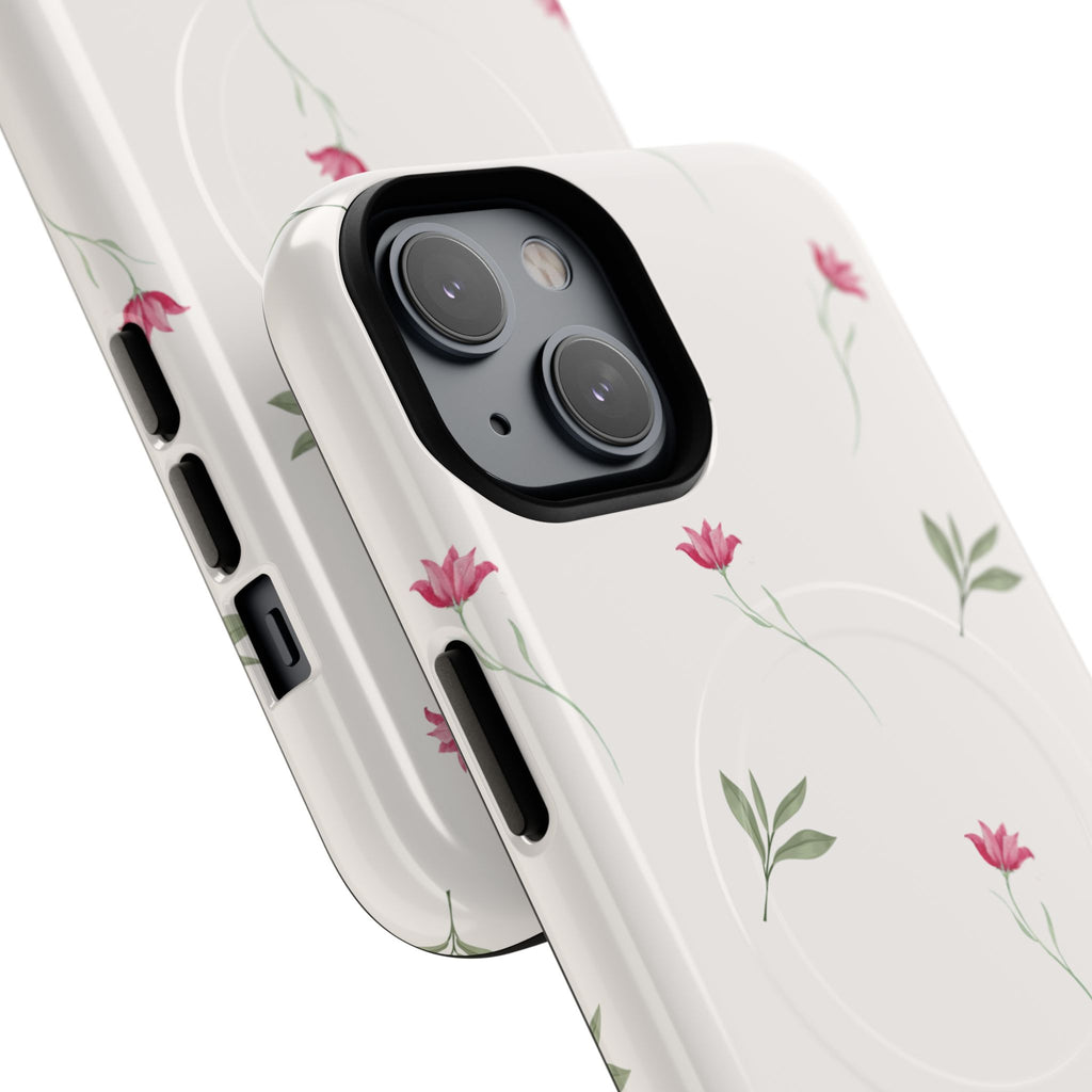 Minimal Pink Wildflowers Phone Case | Magnetic Case