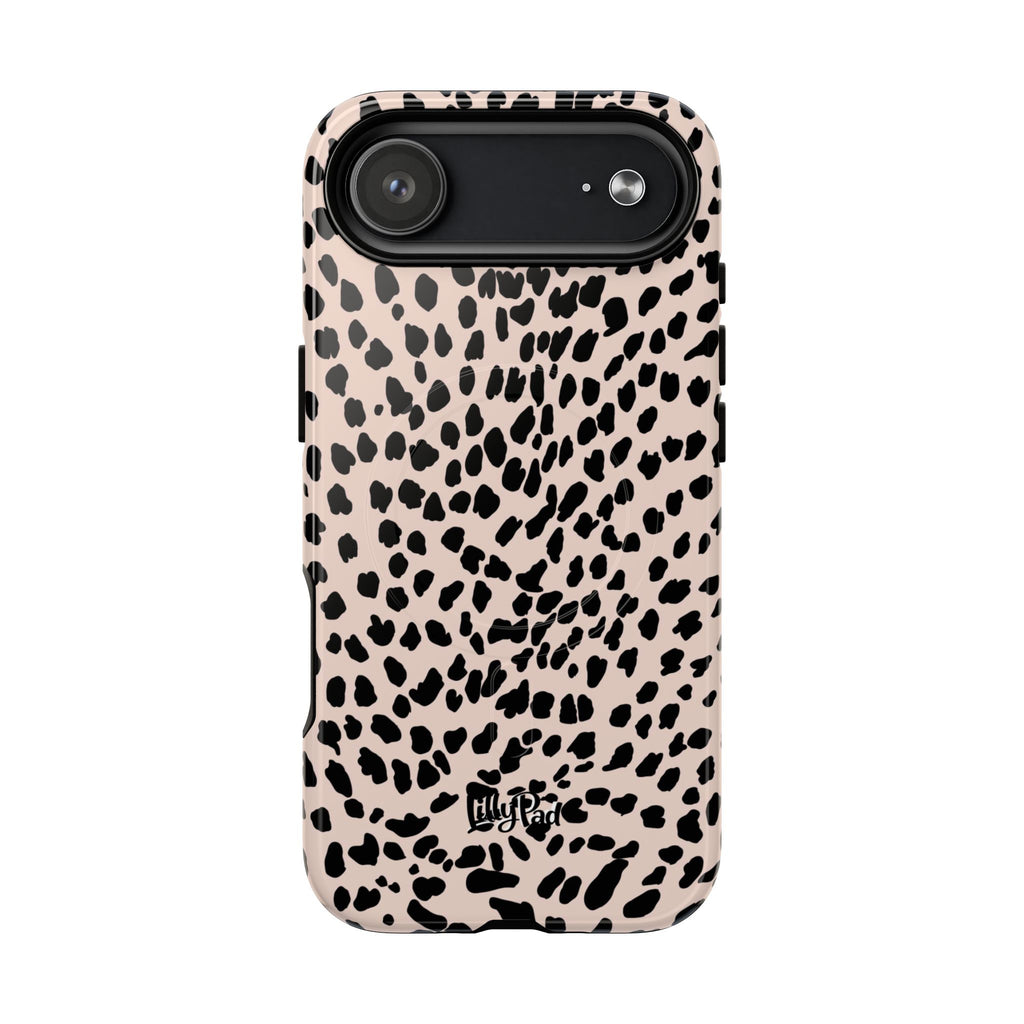 Leopard Print Phone Case Tough Magnetic Case | Pink Black Spot iPhone Cover