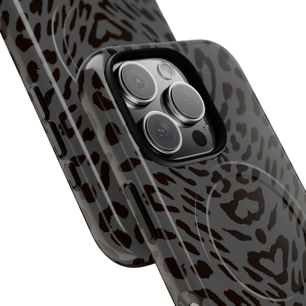 Leopard Print Magnetic Phone Case | Tough Magnetic Case, Black Animal Pattern