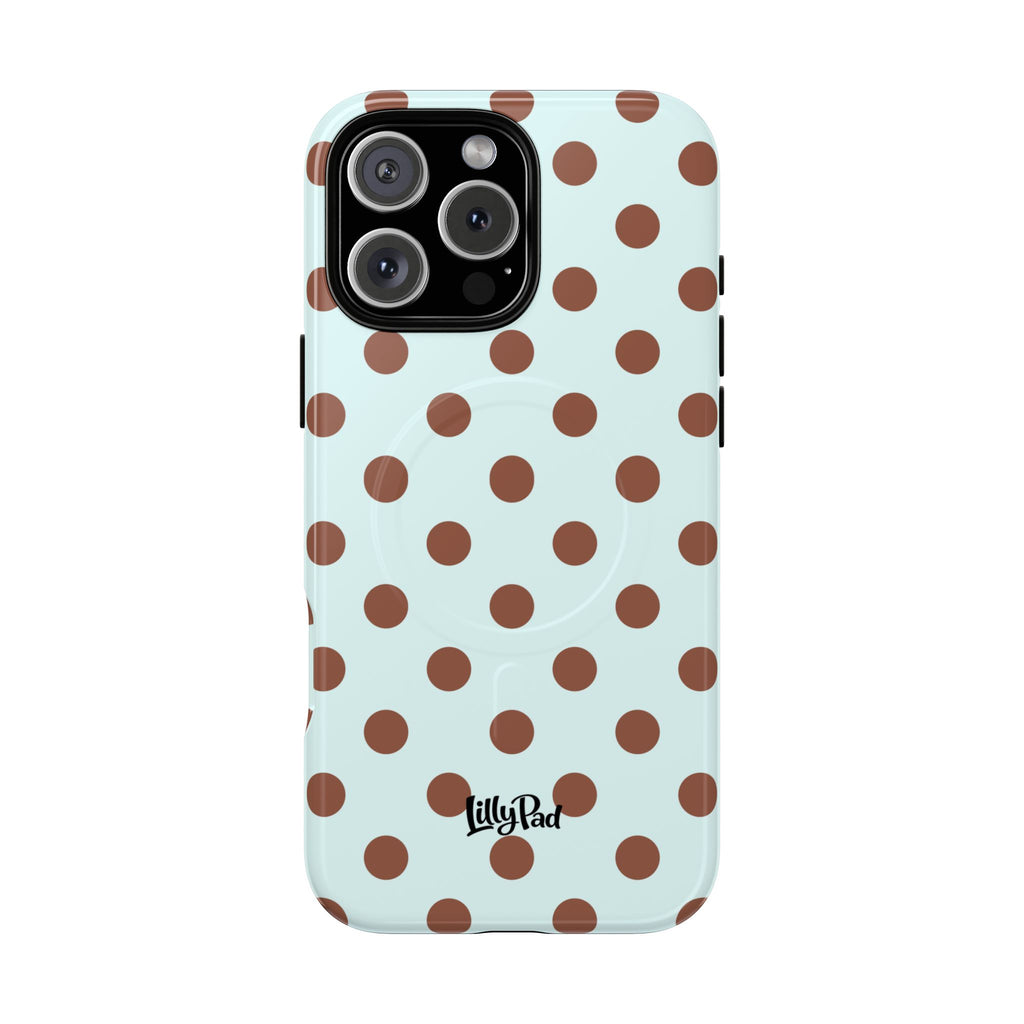 Brown Polka Dot on Mint Phone Case | Tough Magnetic Case