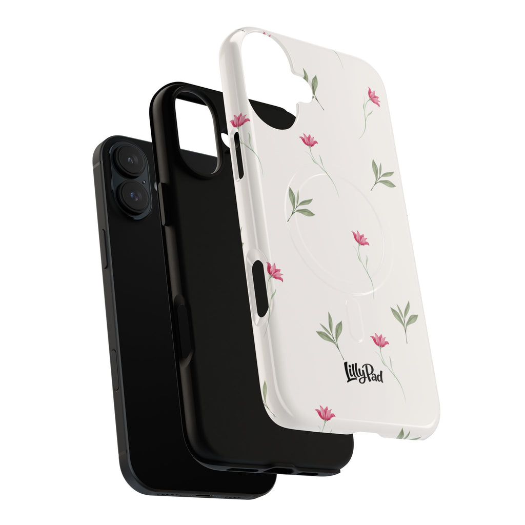 Minimal Pink Wildflowers Phone Case | Magnetic Case
