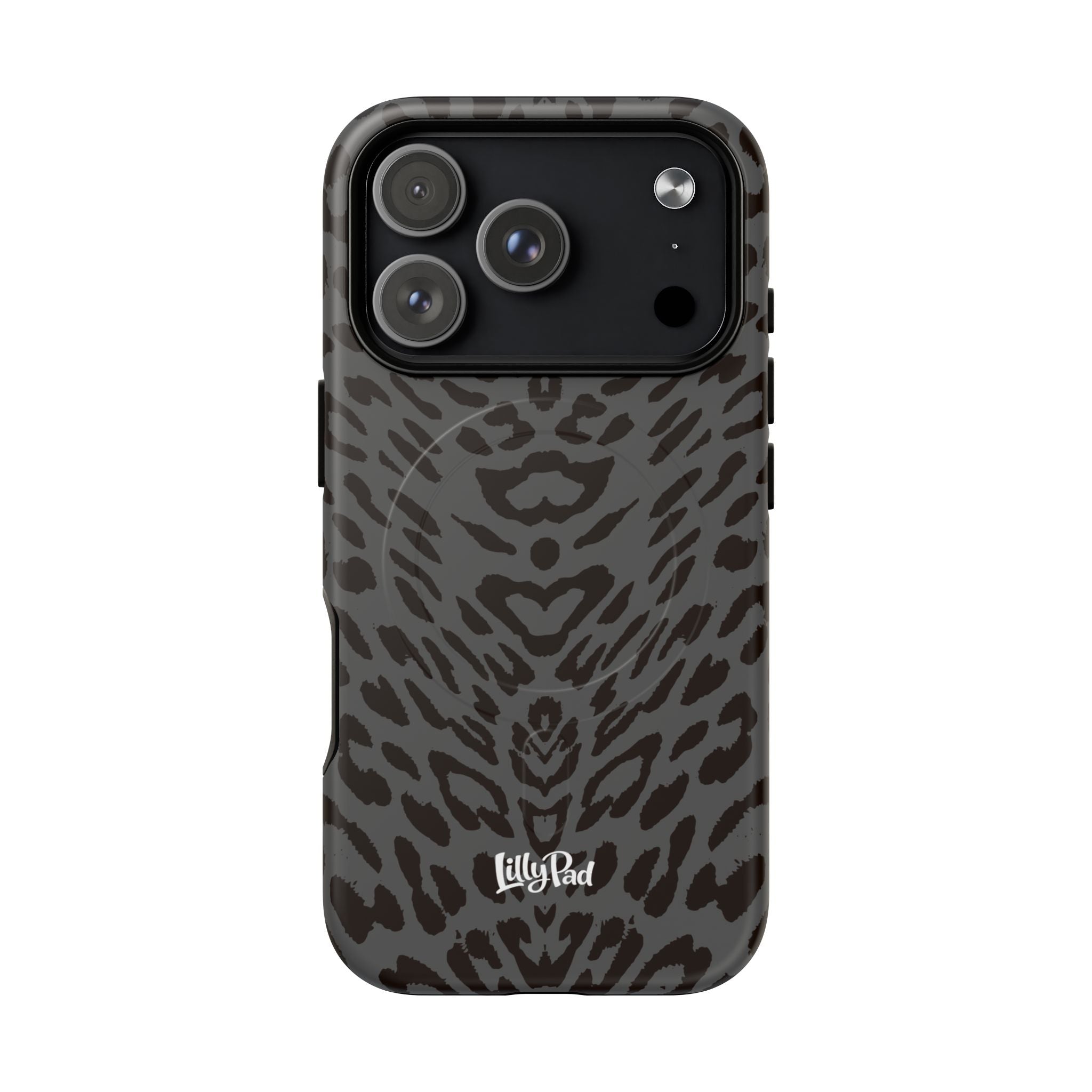Leopard Print Magnetic Phone Case | Tough Magnetic Case, Black Animal Pattern