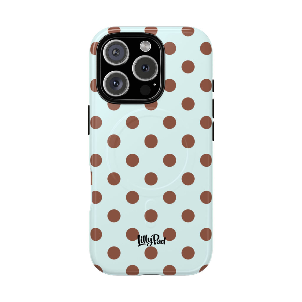 Brown Polka Dot on Mint Phone Case | Tough Magnetic Case