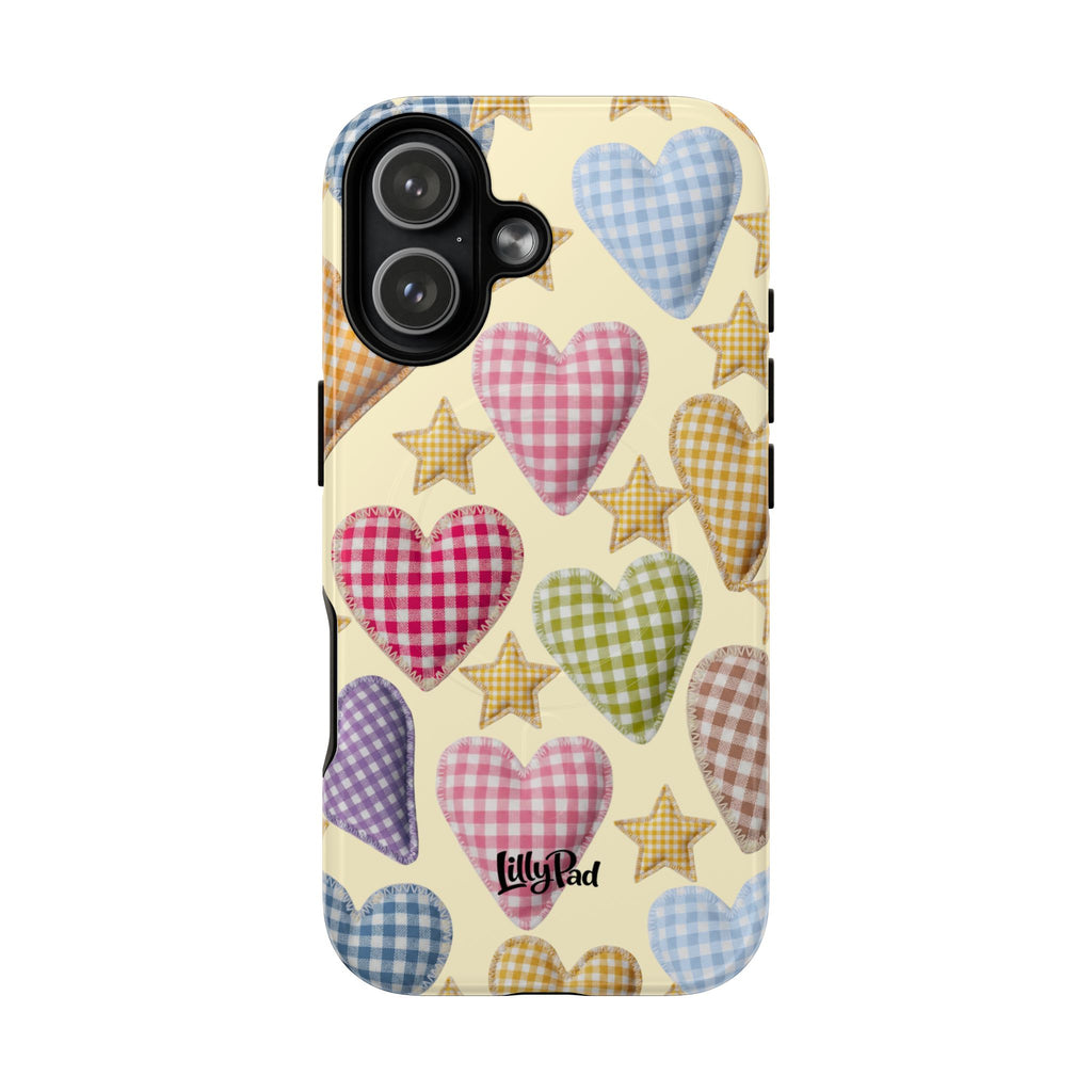 Gingham Heart Pattern Phone Case | Tough Magnetic Case