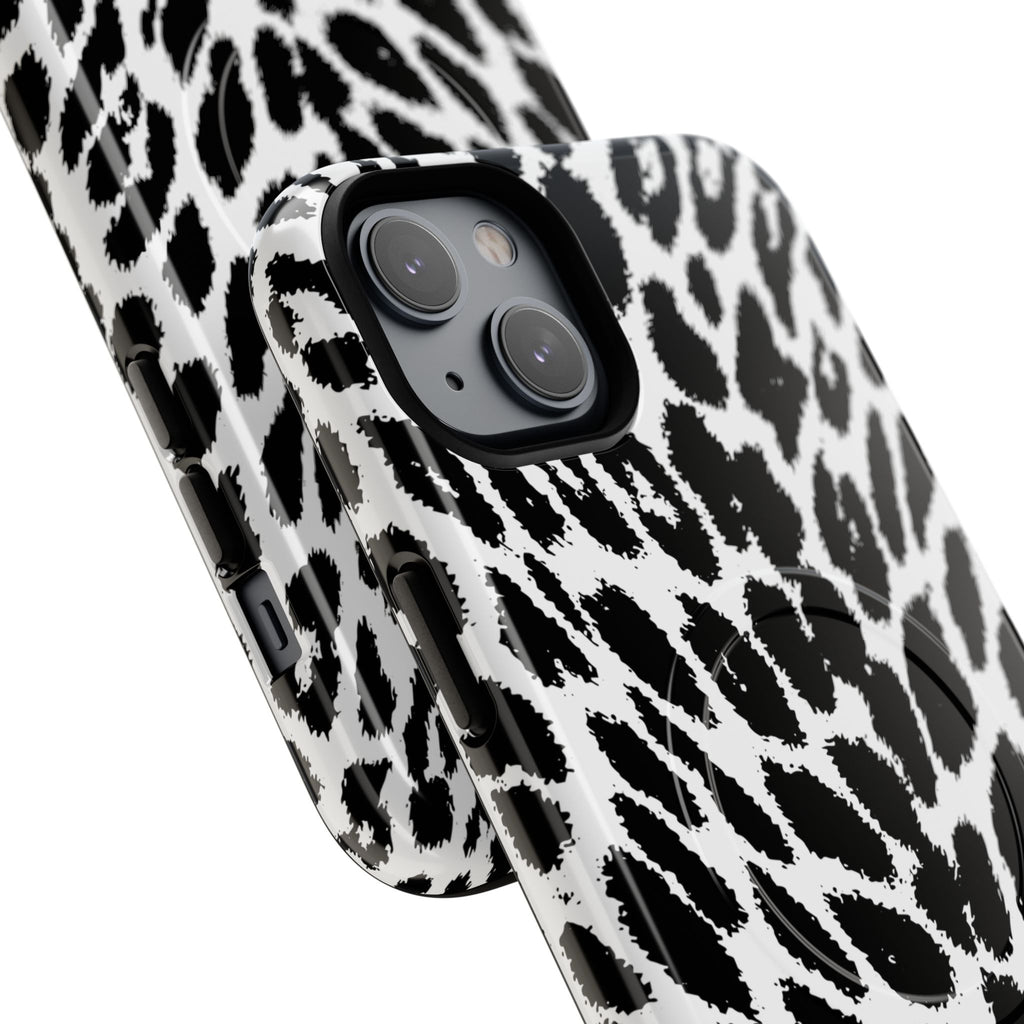Black White Leopard Print Phone Case | Tough Magnetic Case