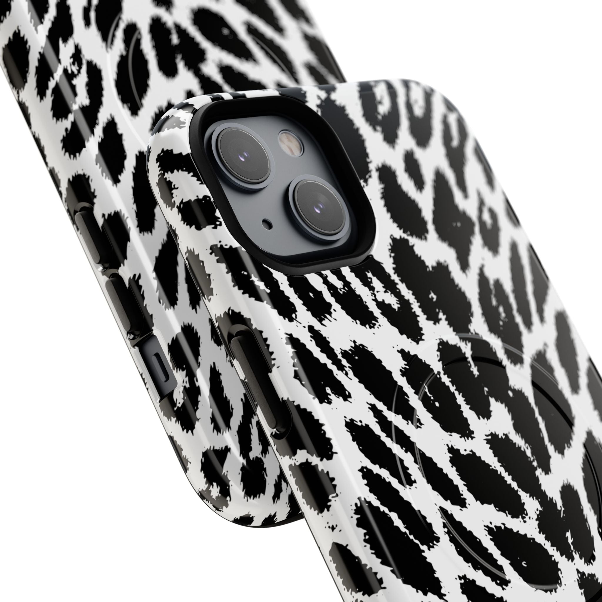 Black White Leopard Print Phone Case | Tough Magnetic Case
