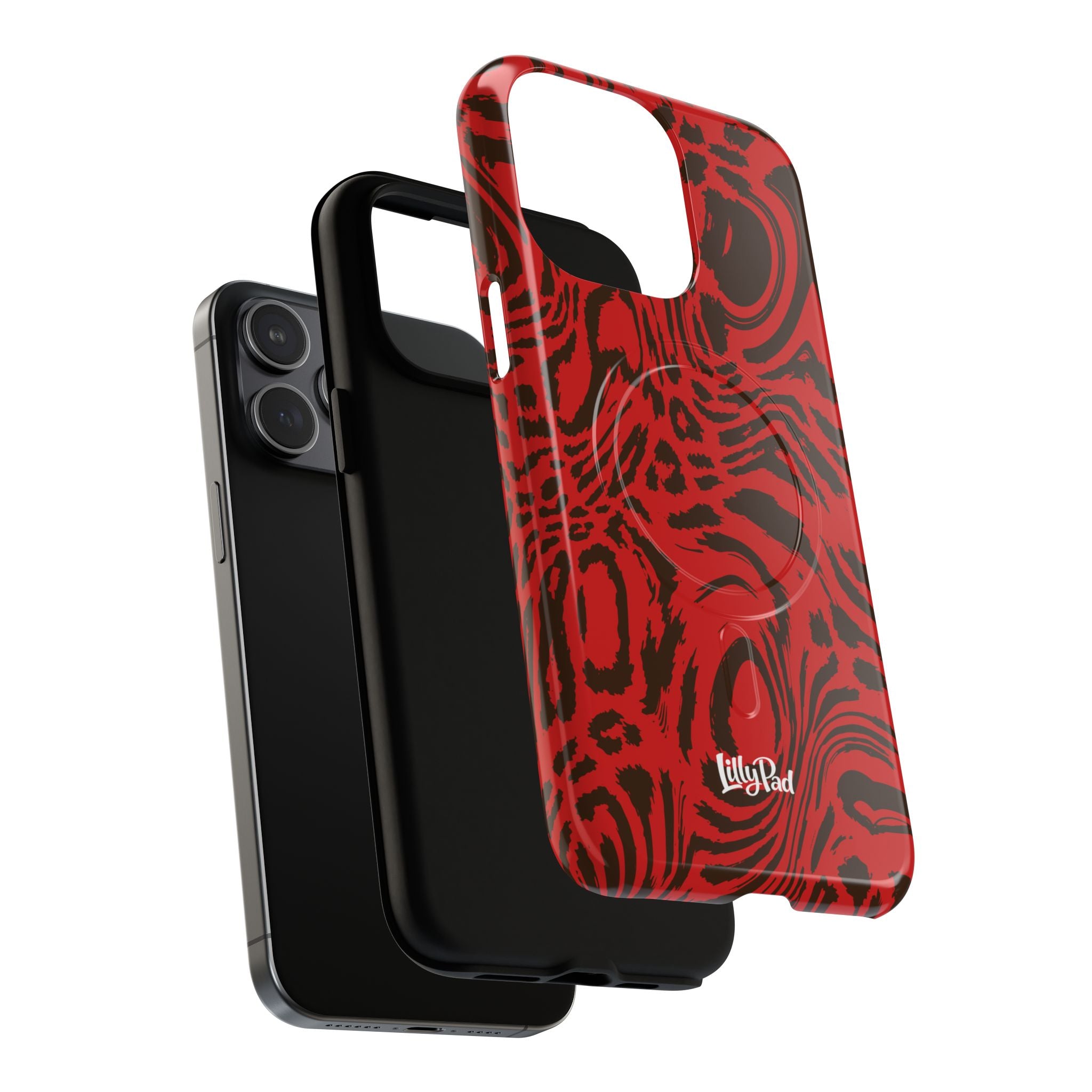 Red Black Swirl Pattern Phone Case | Tough Magnetic Case