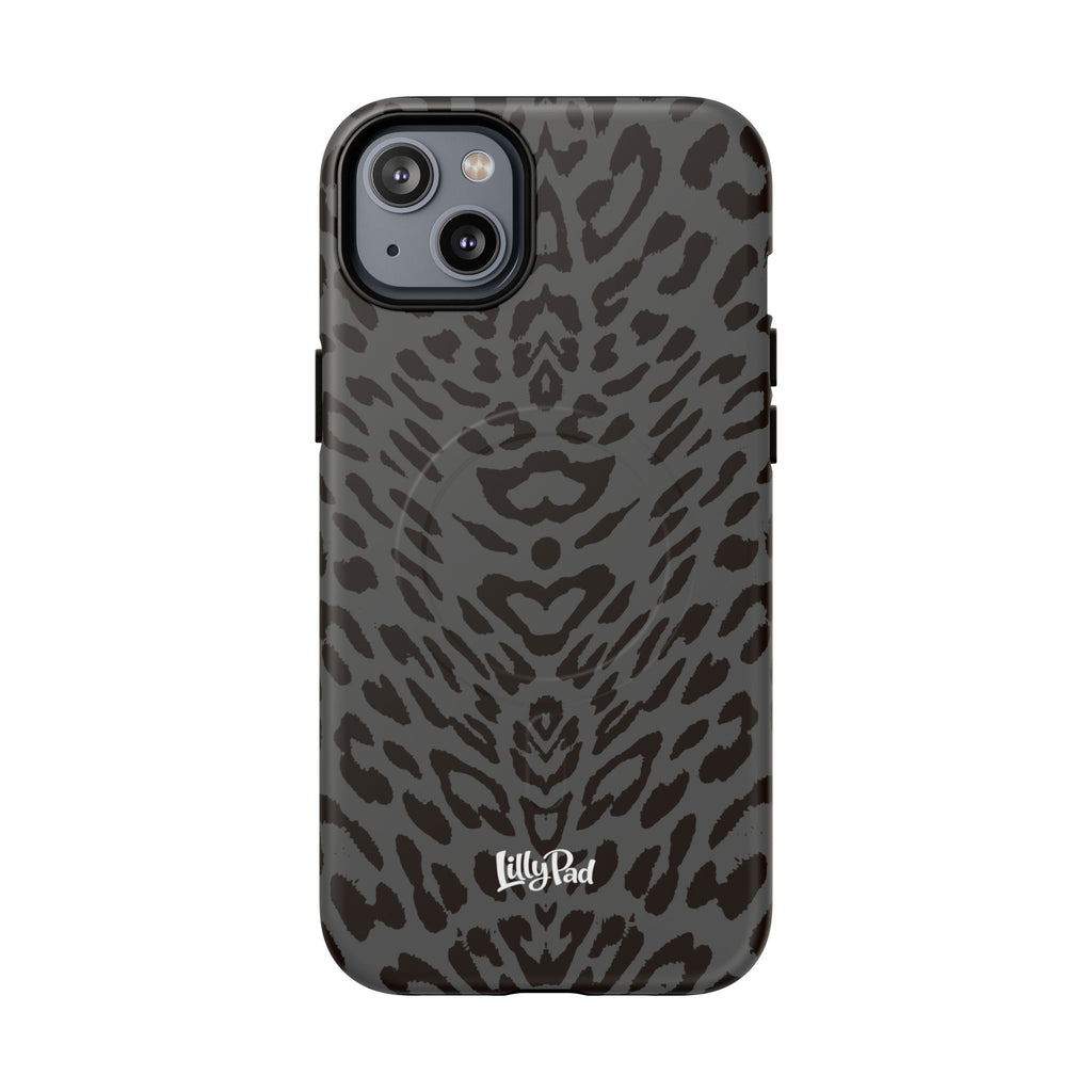 Leopard Print Magnetic Phone Case | Tough Magnetic Case, Black Animal Pattern