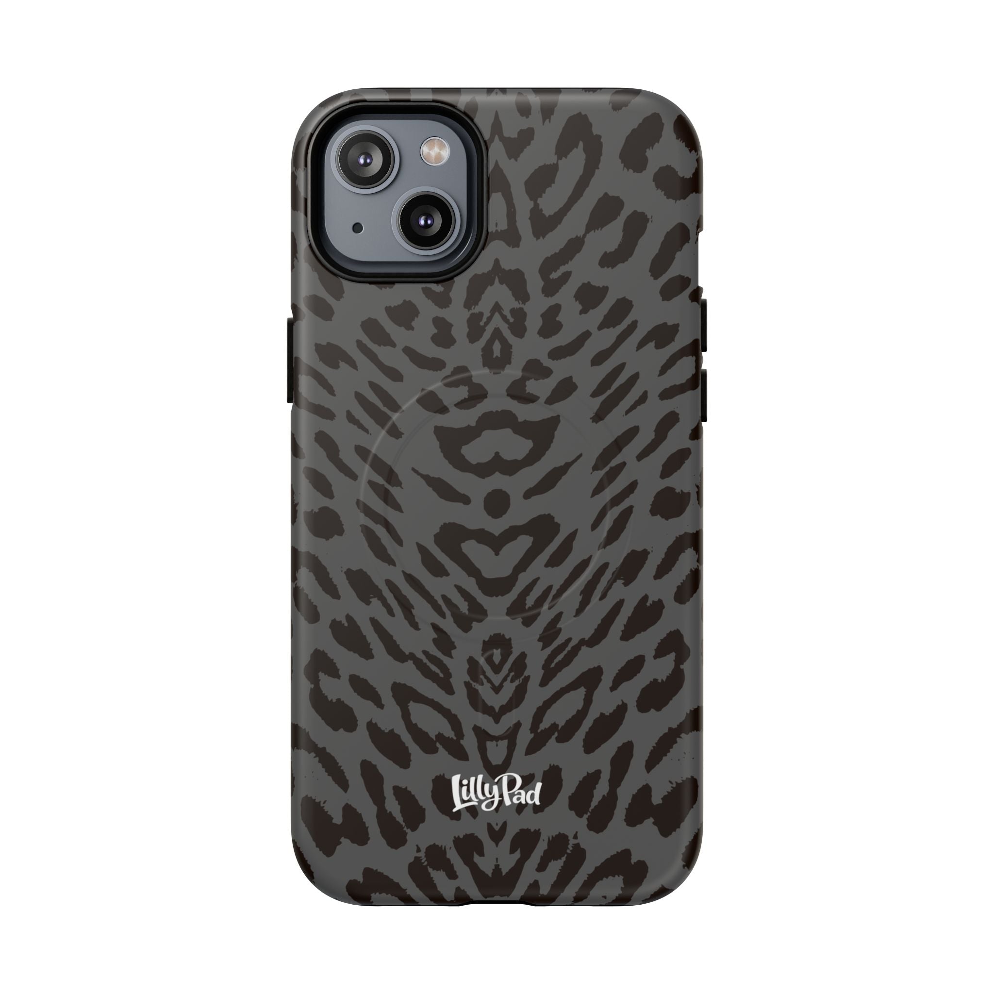 Leopard Print Magnetic Phone Case | Tough Magnetic Case, Black Animal Pattern