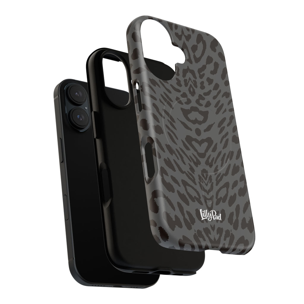 Leopard Print Magnetic Phone Case | Tough Magnetic Case, Black Animal Pattern