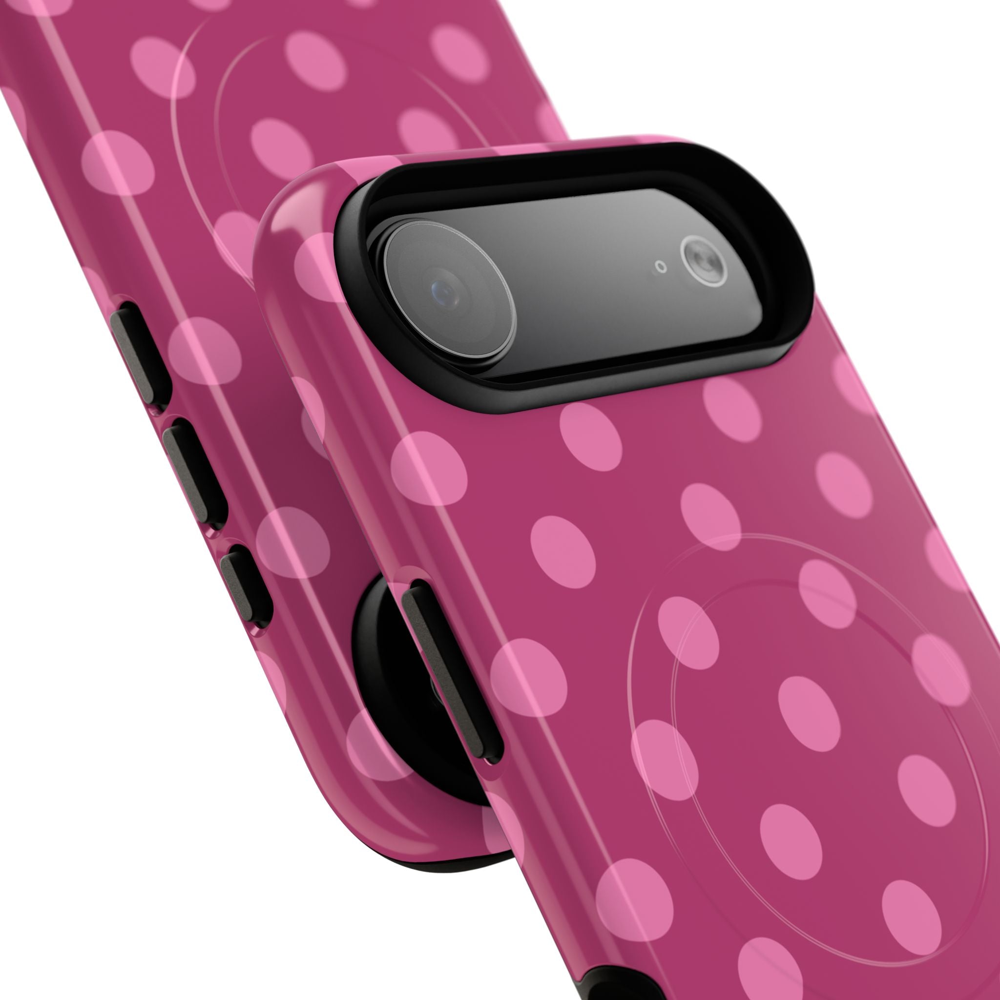 Pink Polka Dot Tough Magnetic Case | Phone Cover, MagSafe Compatible