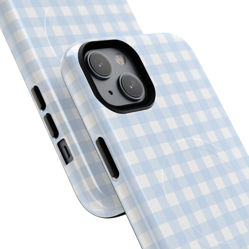 Blue Gingham Check Tough Phone Case | Plaid iPhone Cover