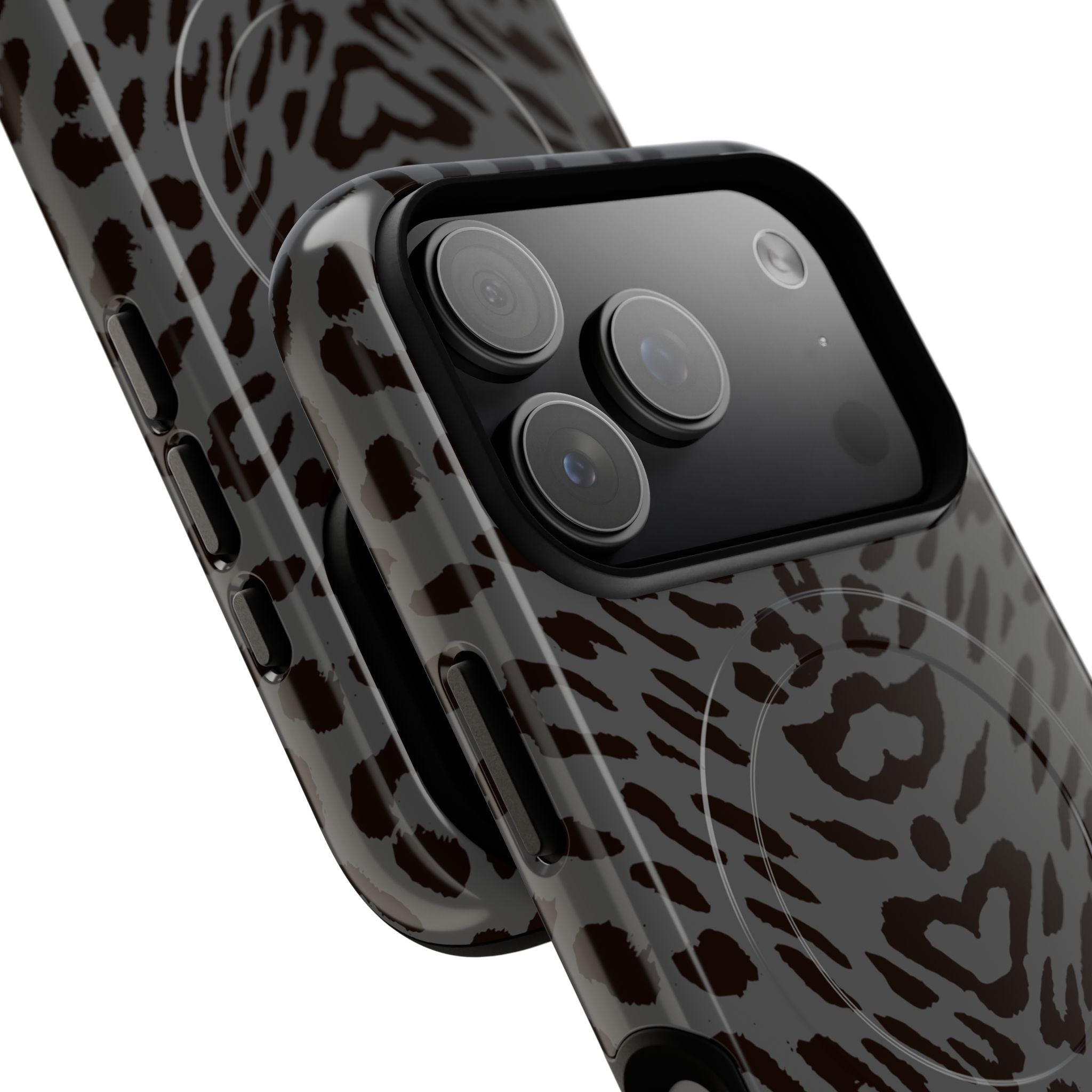 Leopard Print Magnetic Phone Case | Tough Magnetic Case, Black Animal Pattern