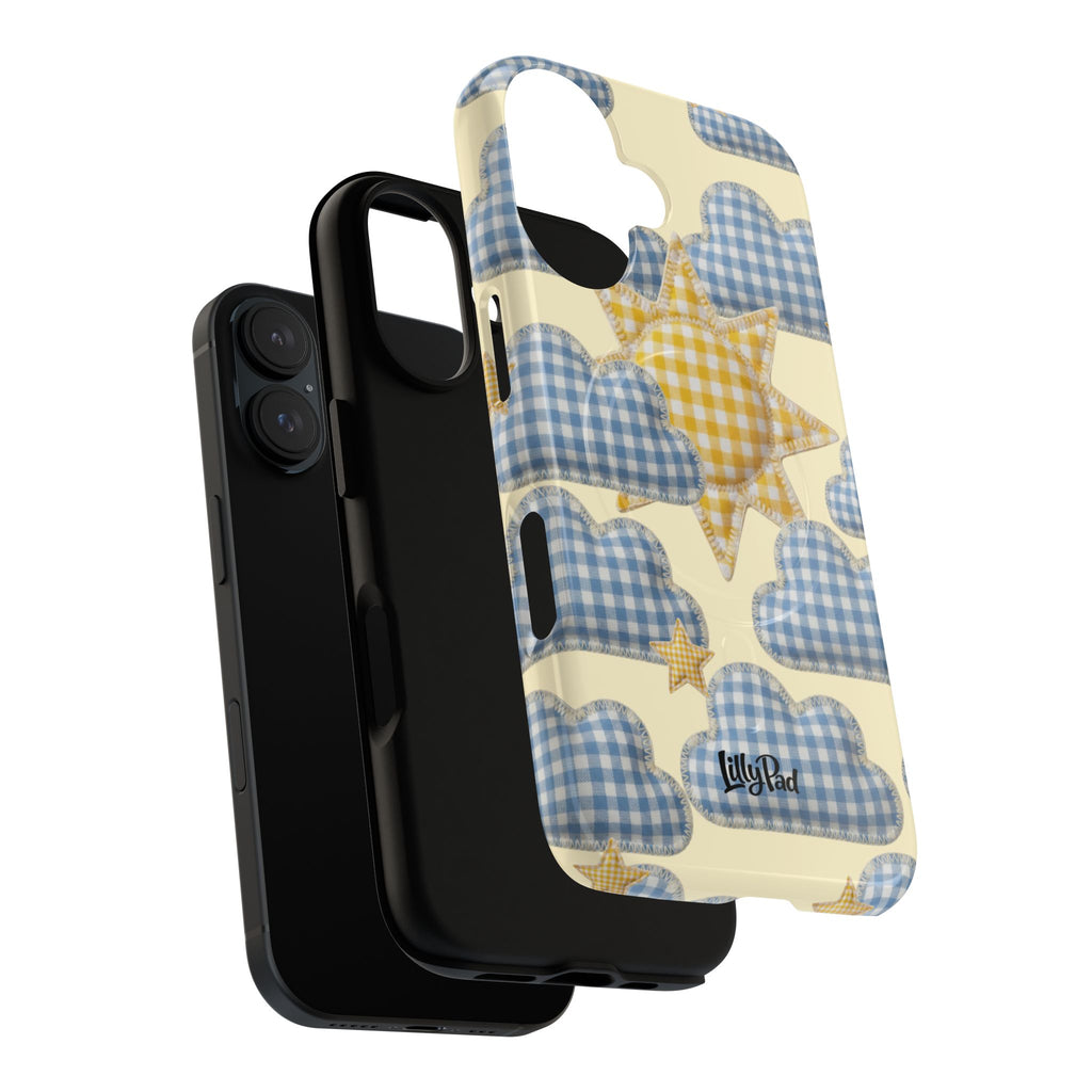Gingham Sun and Clouds Phone Case | Tough Magnetic Case