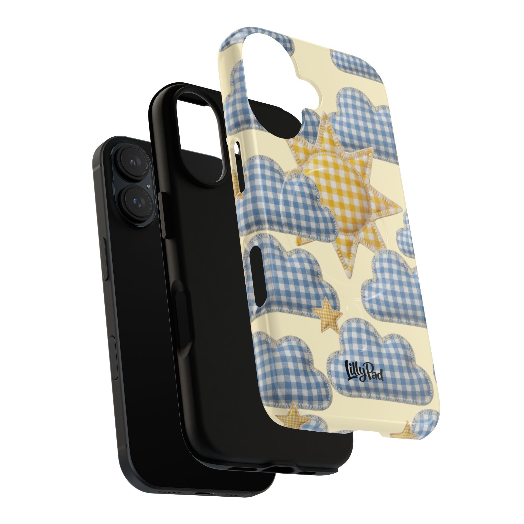 Gingham Sun and Clouds Phone Case | Tough Magnetic Case
