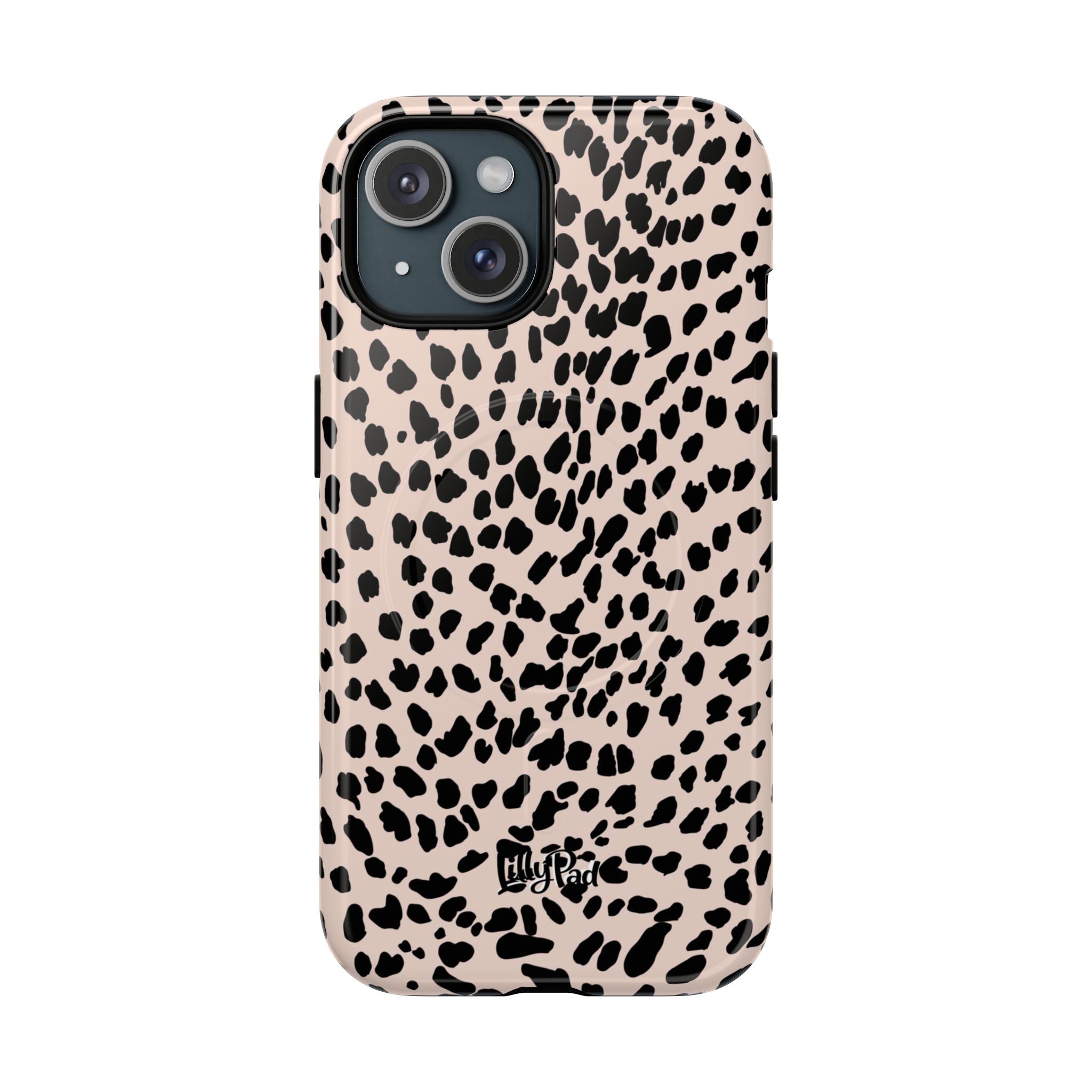 Leopard Print Phone Case Tough Magnetic Case | Pink Black Spot iPhone Cover