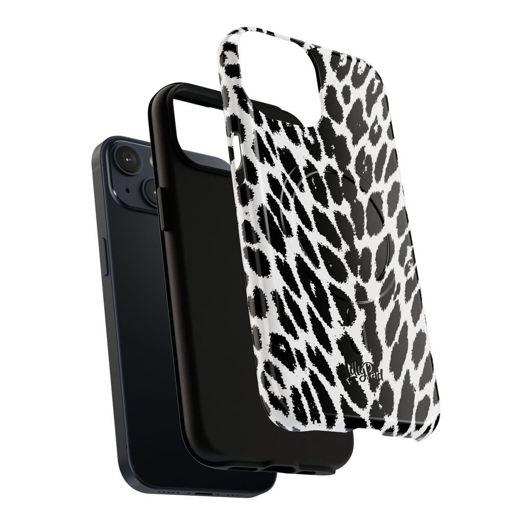 Black White Leopard Print Phone Case | Tough Magnetic Case