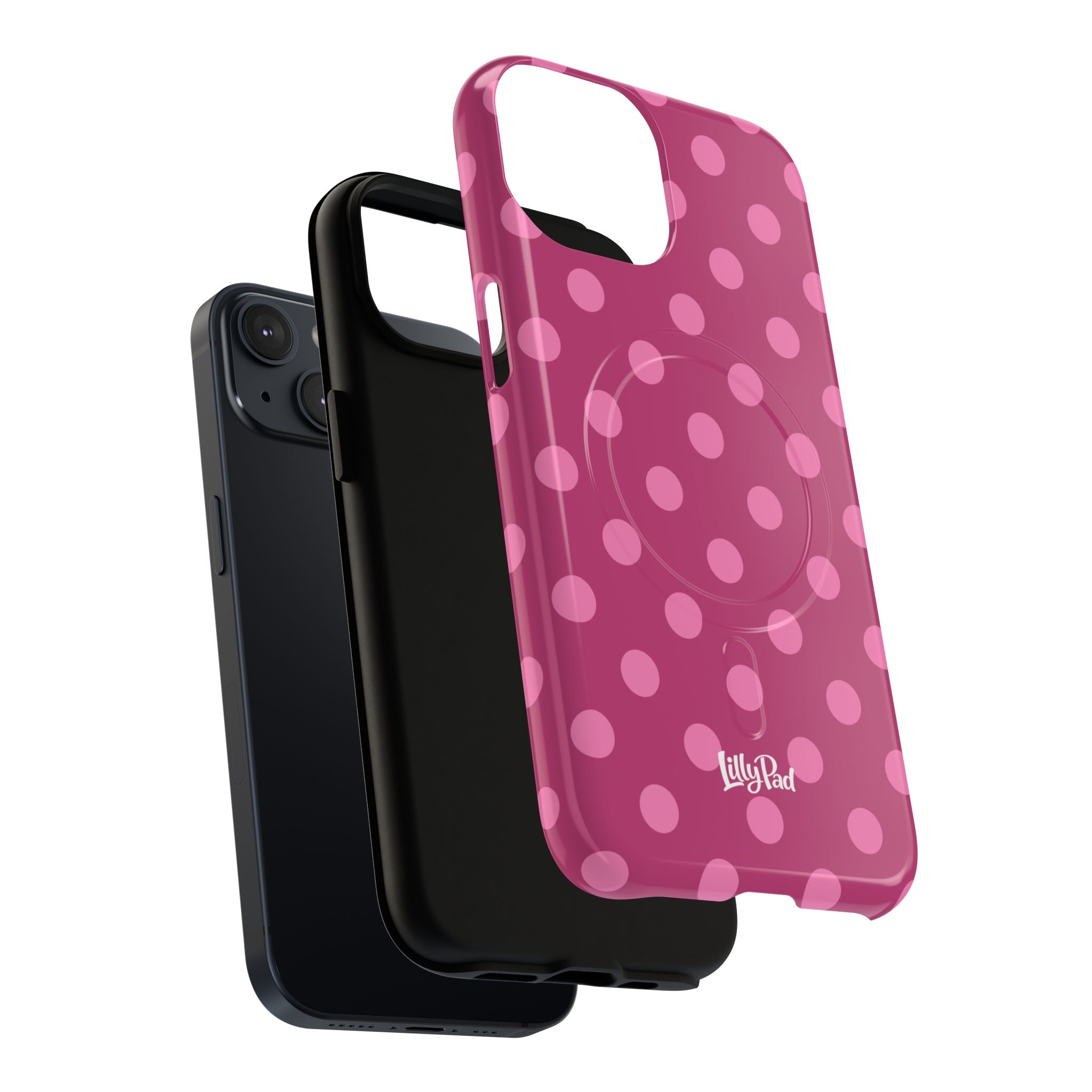 Pink Polka Dot Tough Magnetic Case | Phone Cover, MagSafe Compatible