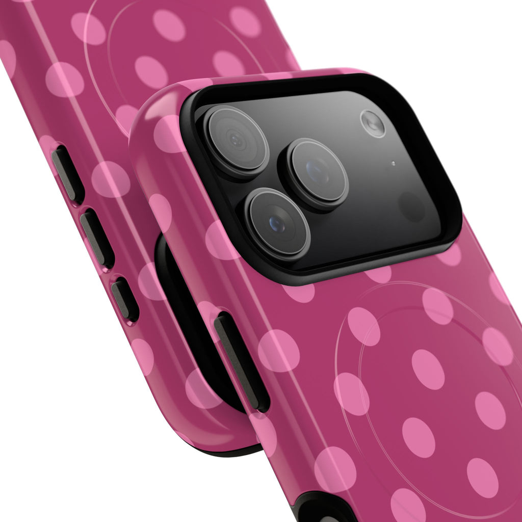 Pink Polka Dot Tough Magnetic Case | Phone Cover, MagSafe Compatible