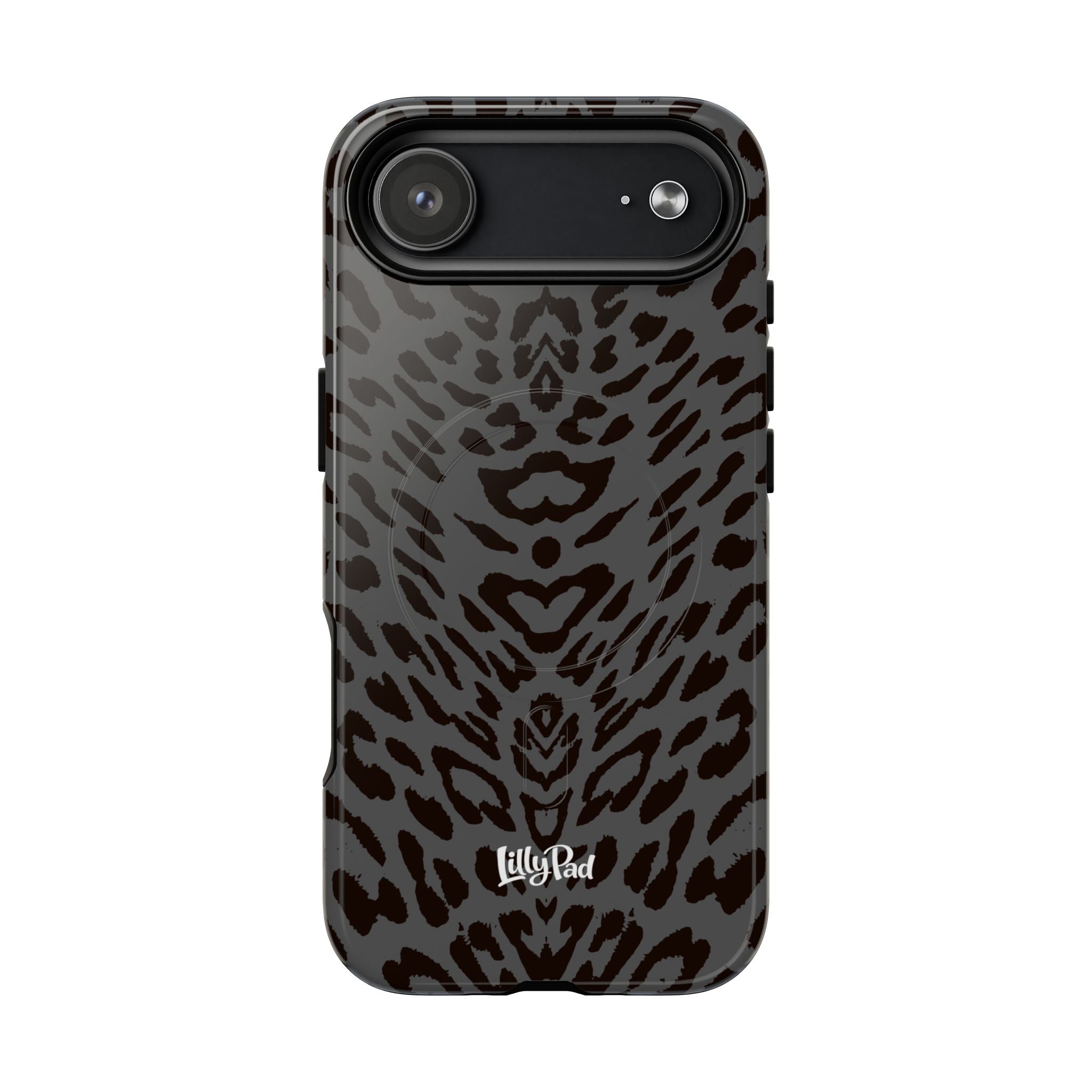 Leopard Print Magnetic Phone Case | Tough Magnetic Case, Black Animal Pattern