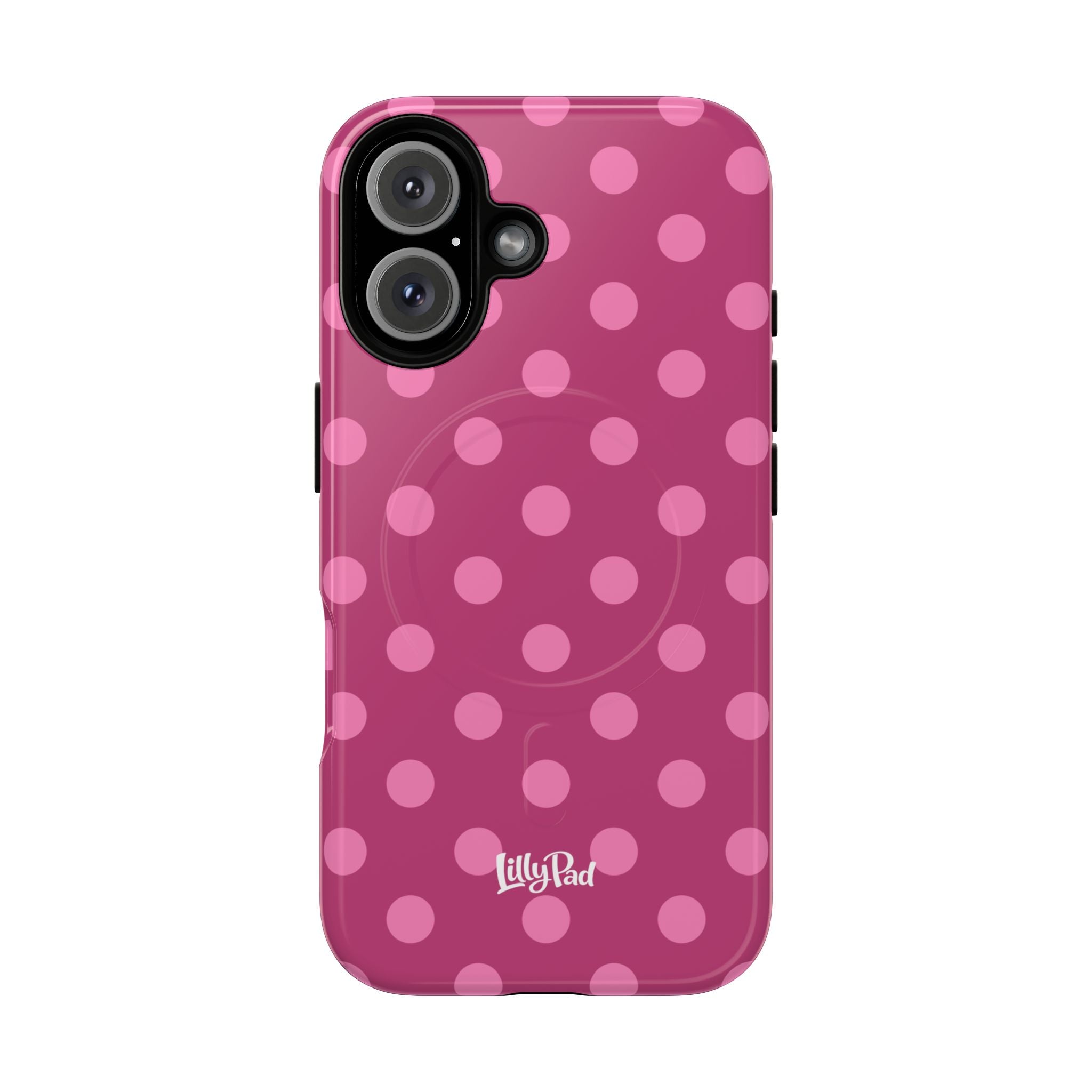 Pink Polka Dot Tough Magnetic Case | Phone Cover, MagSafe Compatible