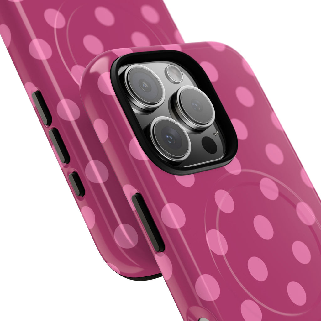 Pink Polka Dot Tough Magnetic Case | Phone Cover, MagSafe Compatible
