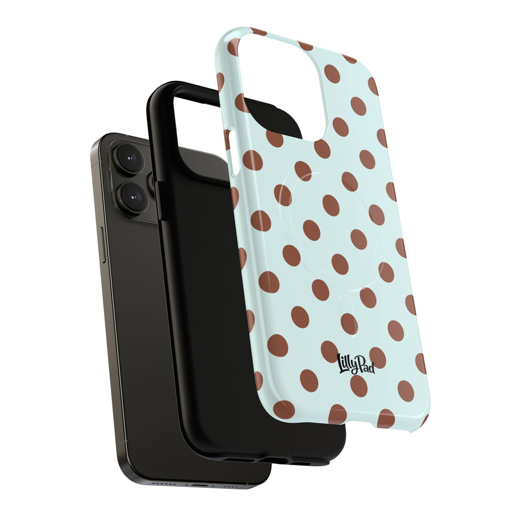 Brown Polka Dot on Mint Phone Case | Tough Magnetic Case