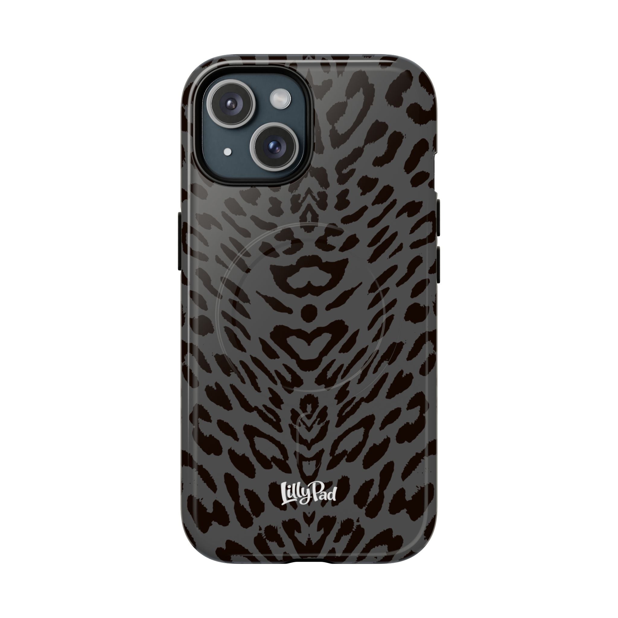 Leopard Print Magnetic Phone Case | Tough Magnetic Case, Black Animal Pattern