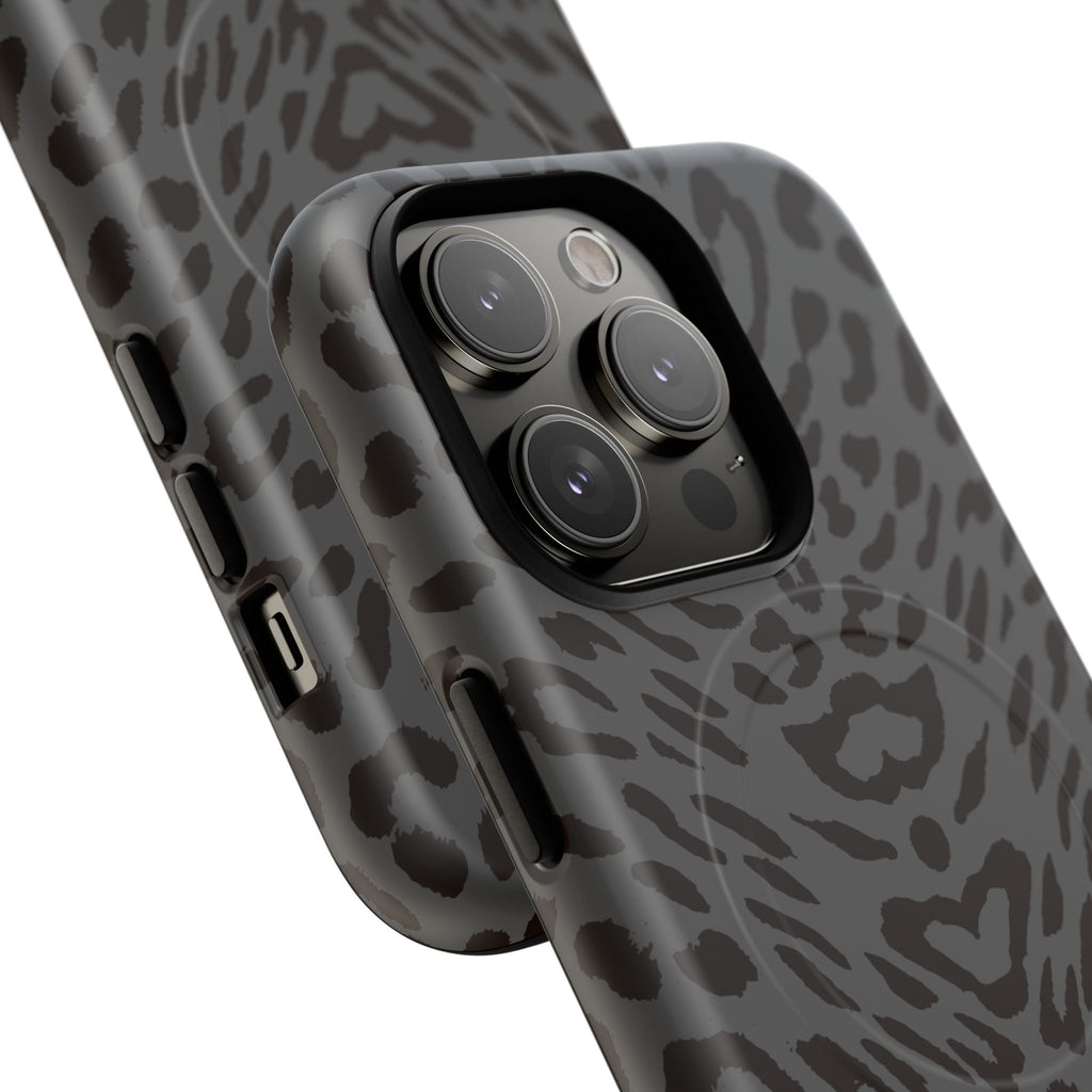 Leopard Print Magnetic Phone Case | Tough Magnetic Case, Black Animal Pattern
