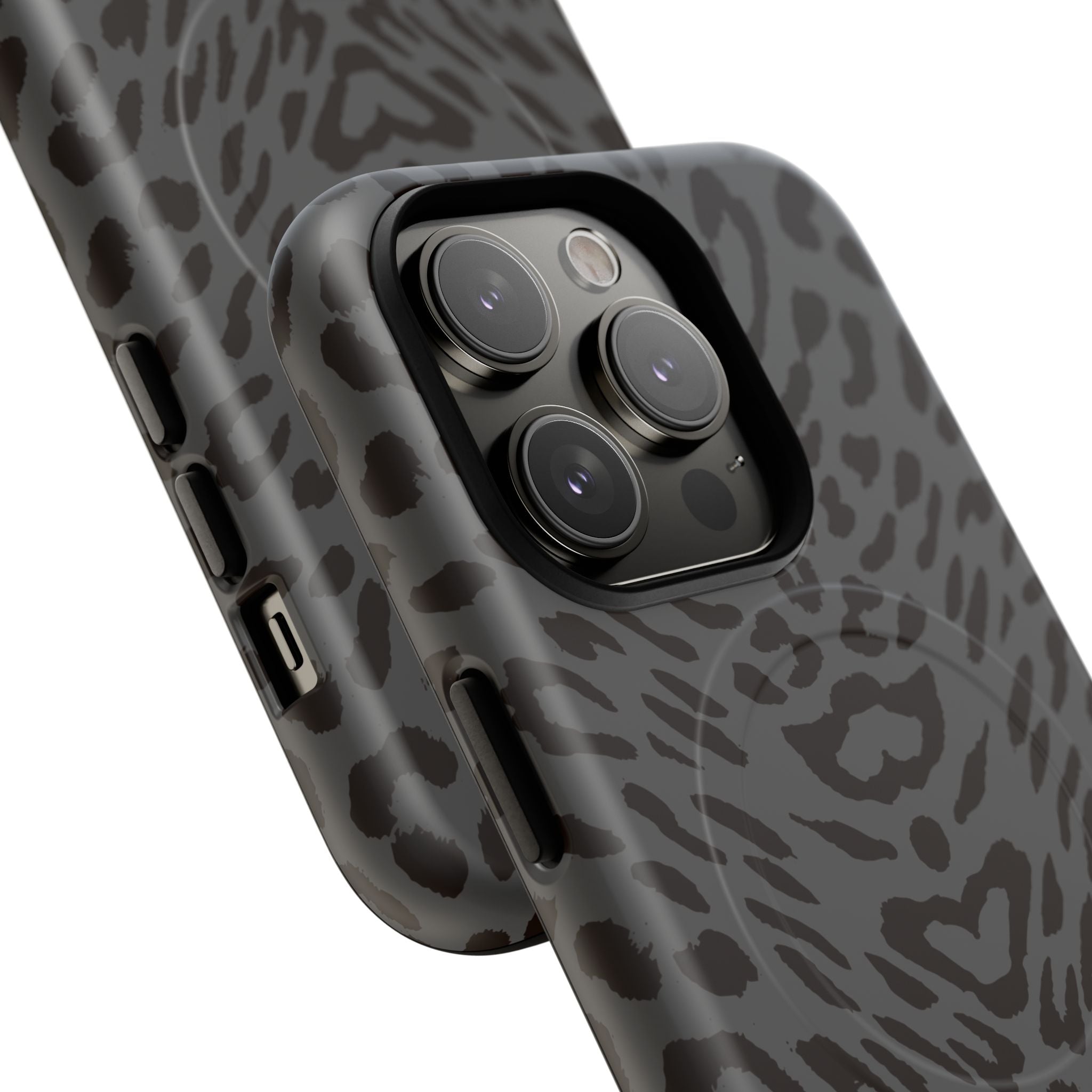 Leopard Print Magnetic Phone Case | Tough Magnetic Case, Black Animal Pattern