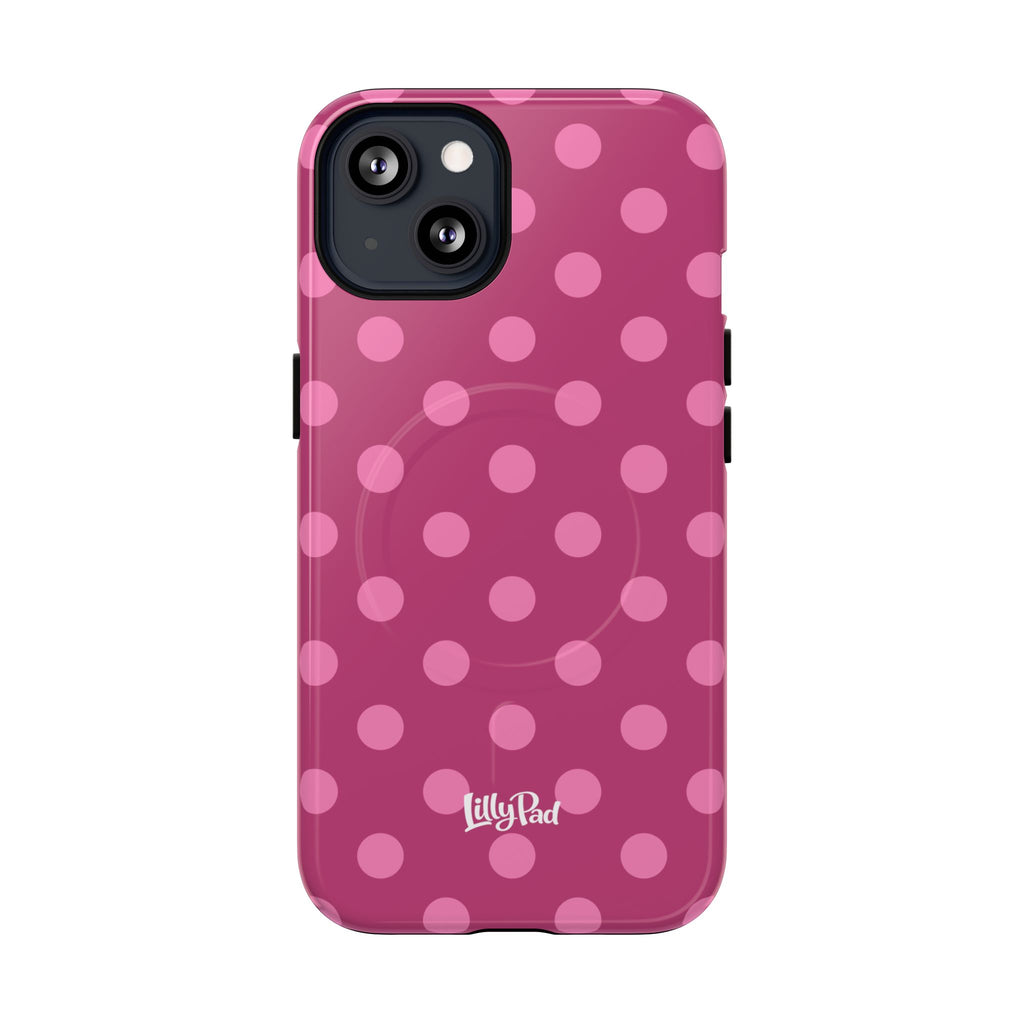 Pink Polka Dot Tough Magnetic Case | Phone Cover, MagSafe Compatible