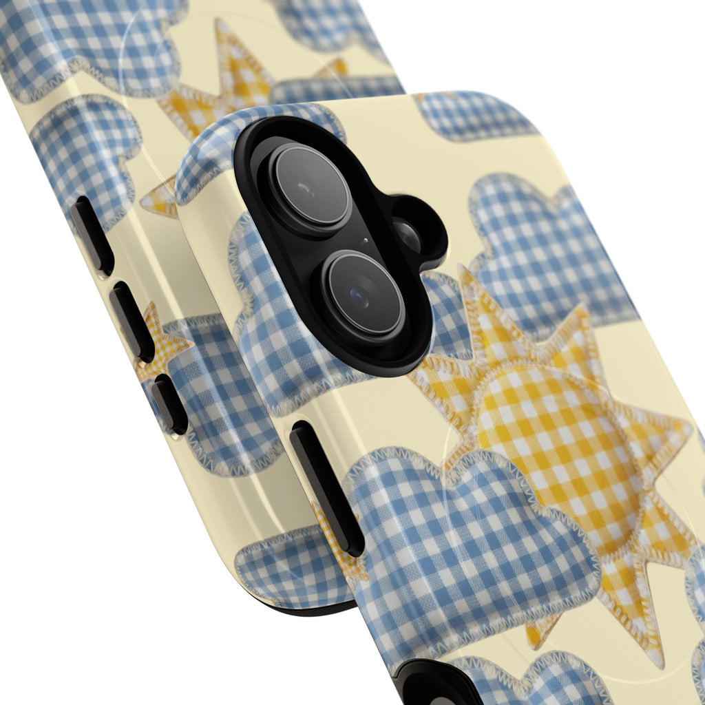 Gingham Sun and Clouds Phone Case | Tough Magnetic Case