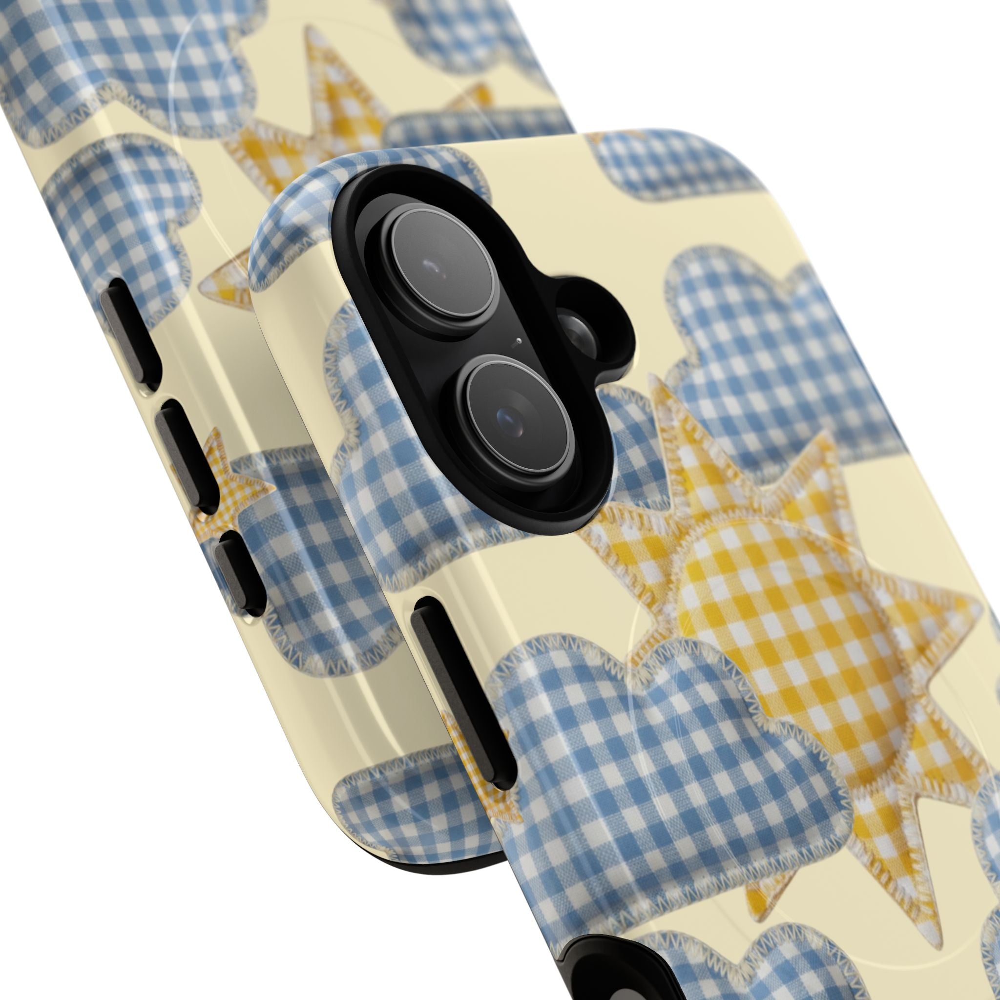 Gingham Sun and Clouds Phone Case | Tough Magnetic Case