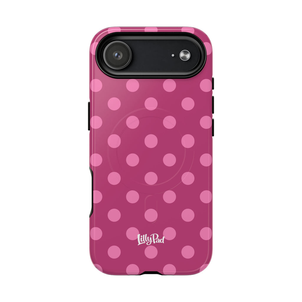 Pink Polka Dot Tough Magnetic Case | Phone Cover, MagSafe Compatible