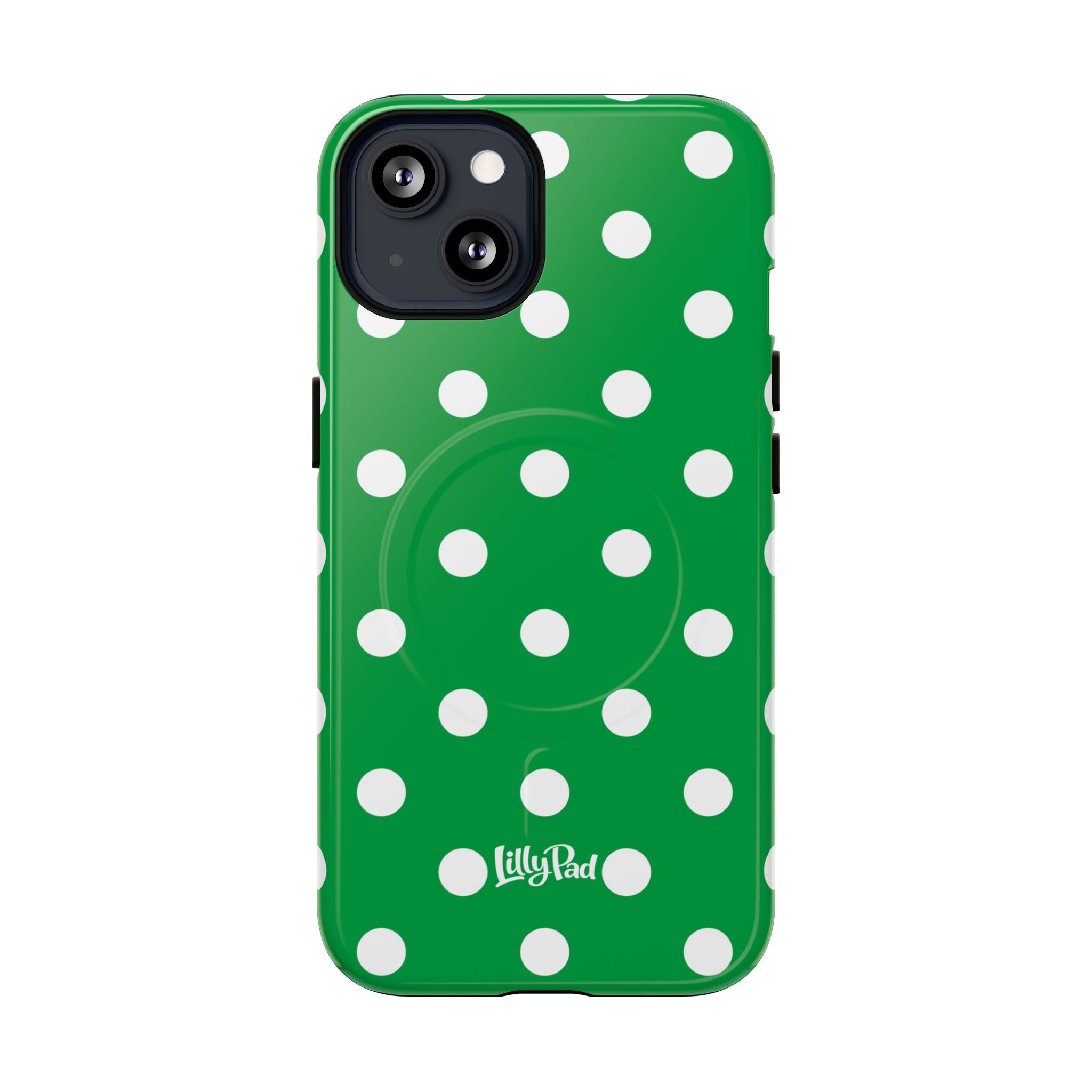 White Polka Dot Green Phone Case | Tough Magnetic Case