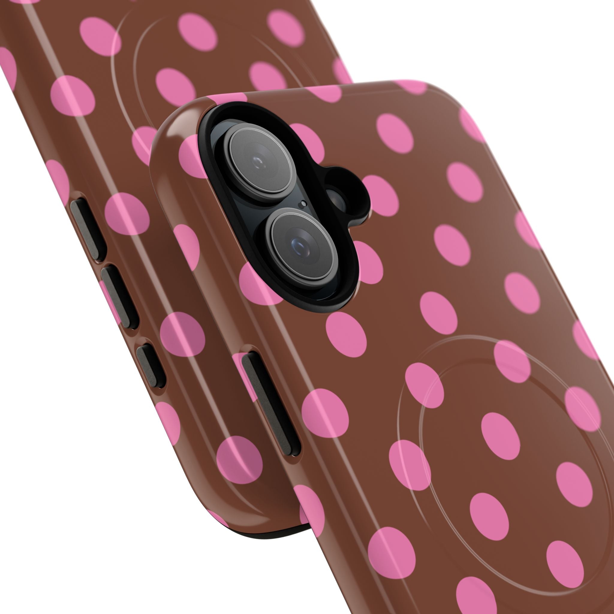 Pink Polka Dot Brown Phone Case | Magnetic Tough Case