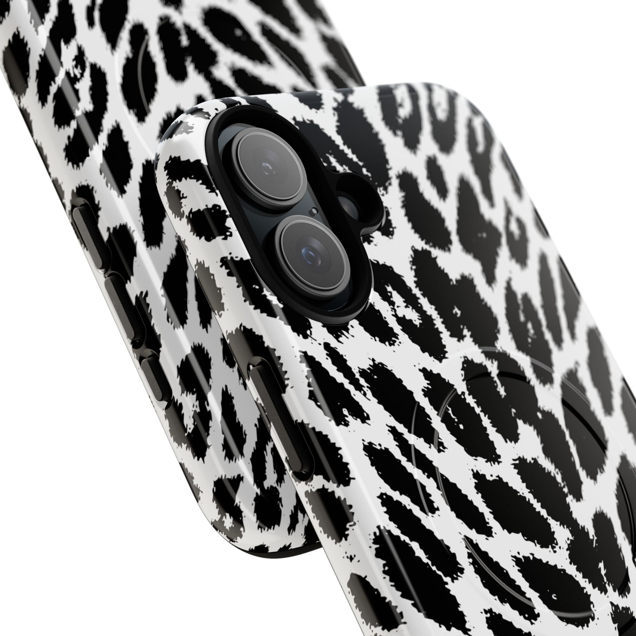 Black White Leopard Print Phone Case | Tough Magnetic Case