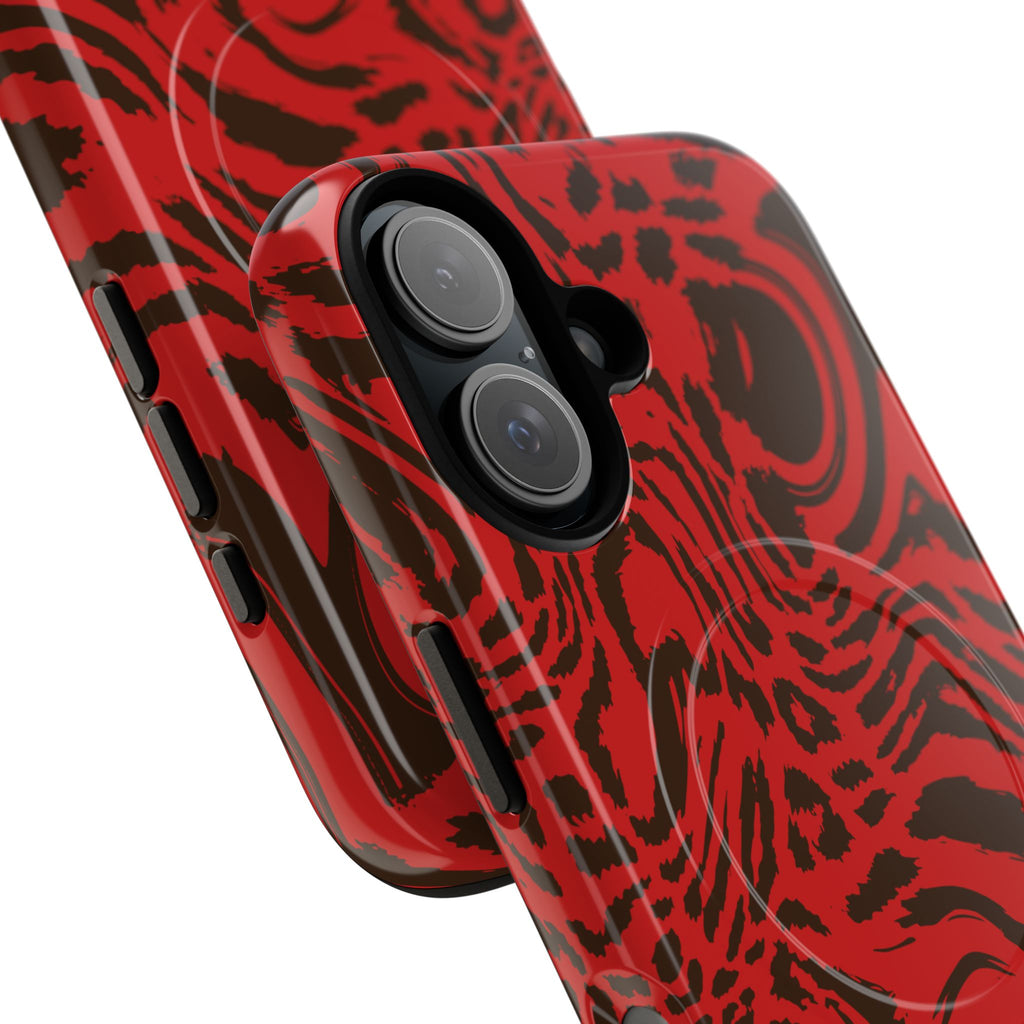 Red Black Swirl Pattern Phone Case | Tough Magnetic Case