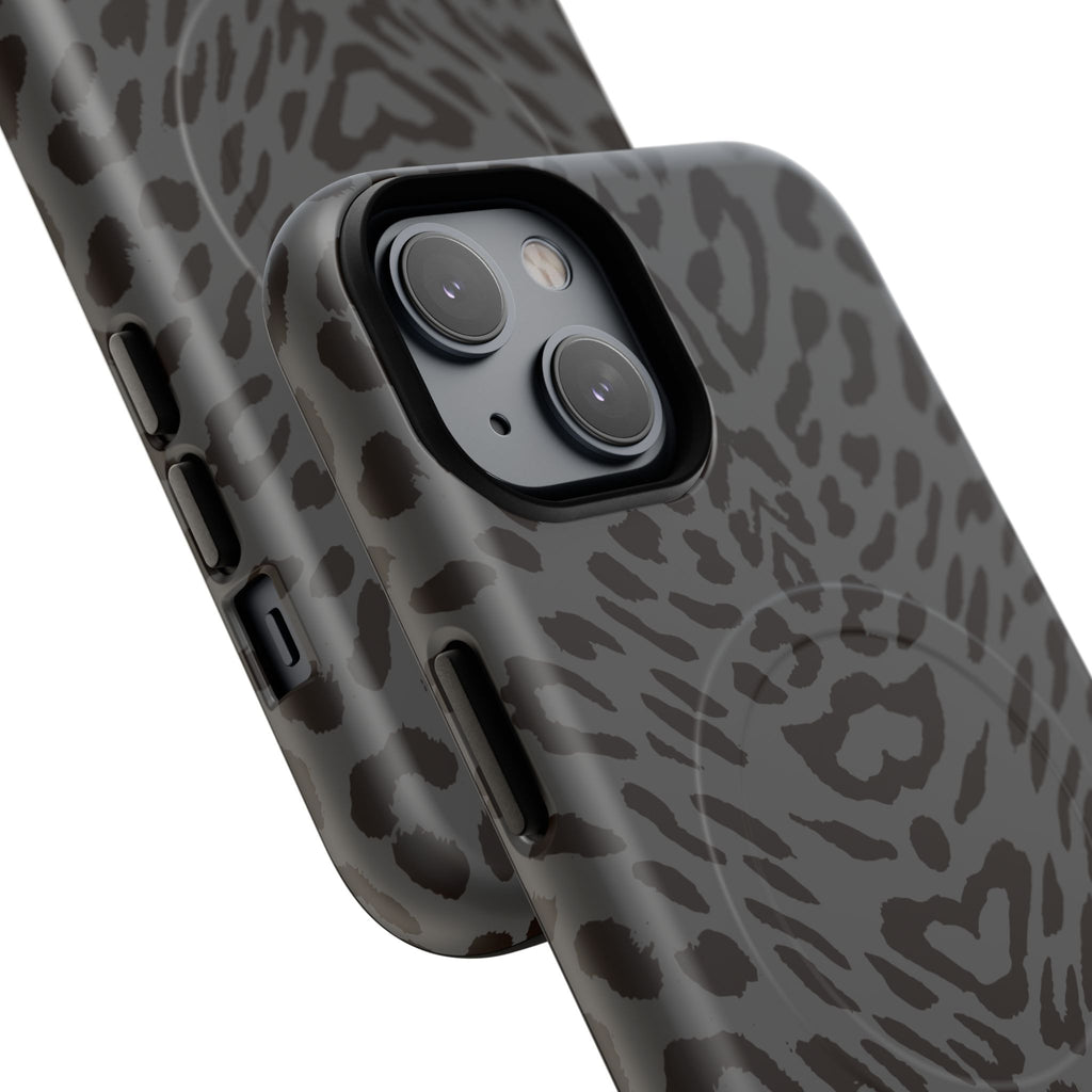 Leopard Print Magnetic Phone Case | Tough Magnetic Case, Black Animal Pattern