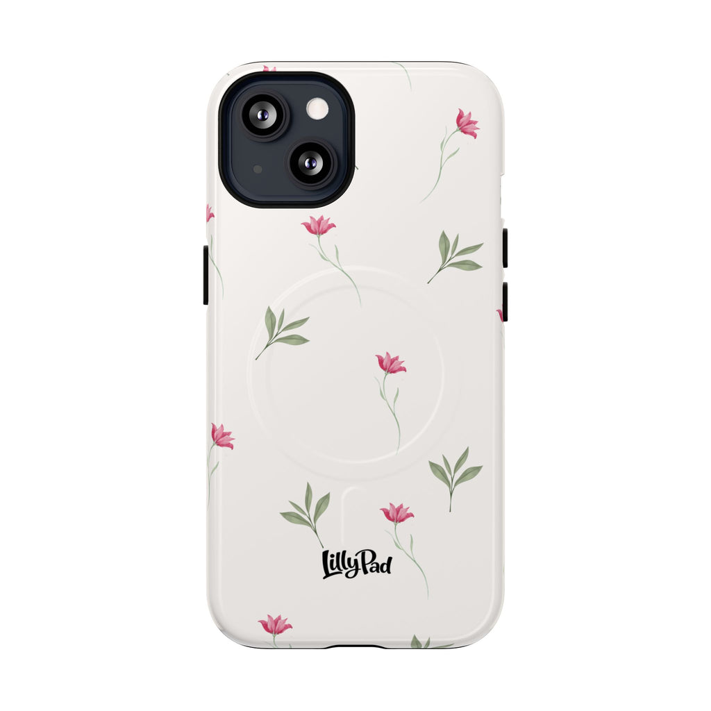 Minimal Pink Wildflowers Phone Case | Magnetic Case