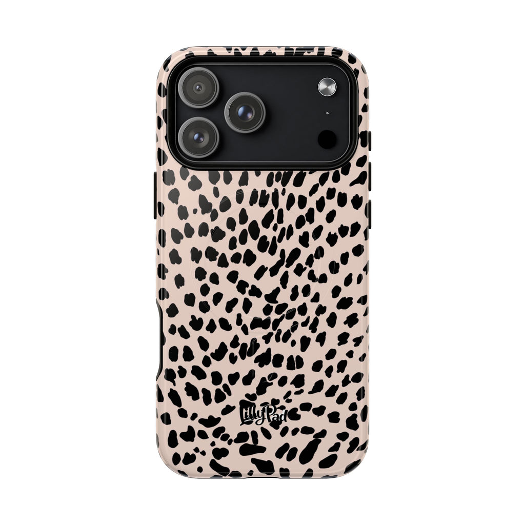 Leopard Print Phone Case Tough Magnetic Case | Pink Black Spot iPhone Cover