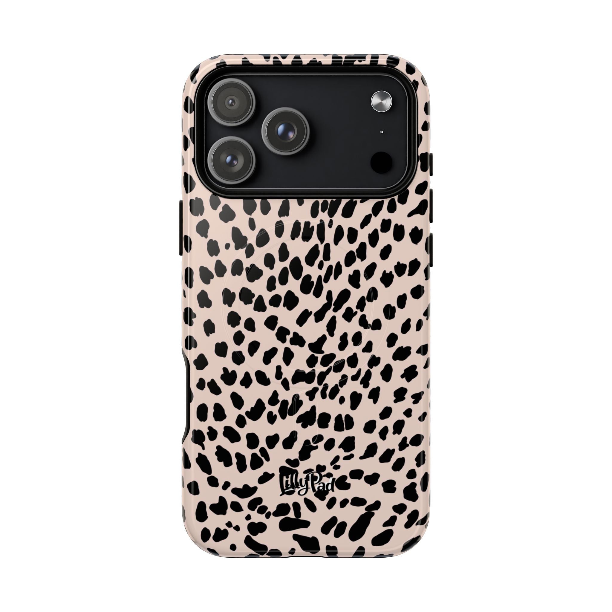 Leopard Print Phone Case Tough Magnetic Case | Pink Black Spot iPhone Cover