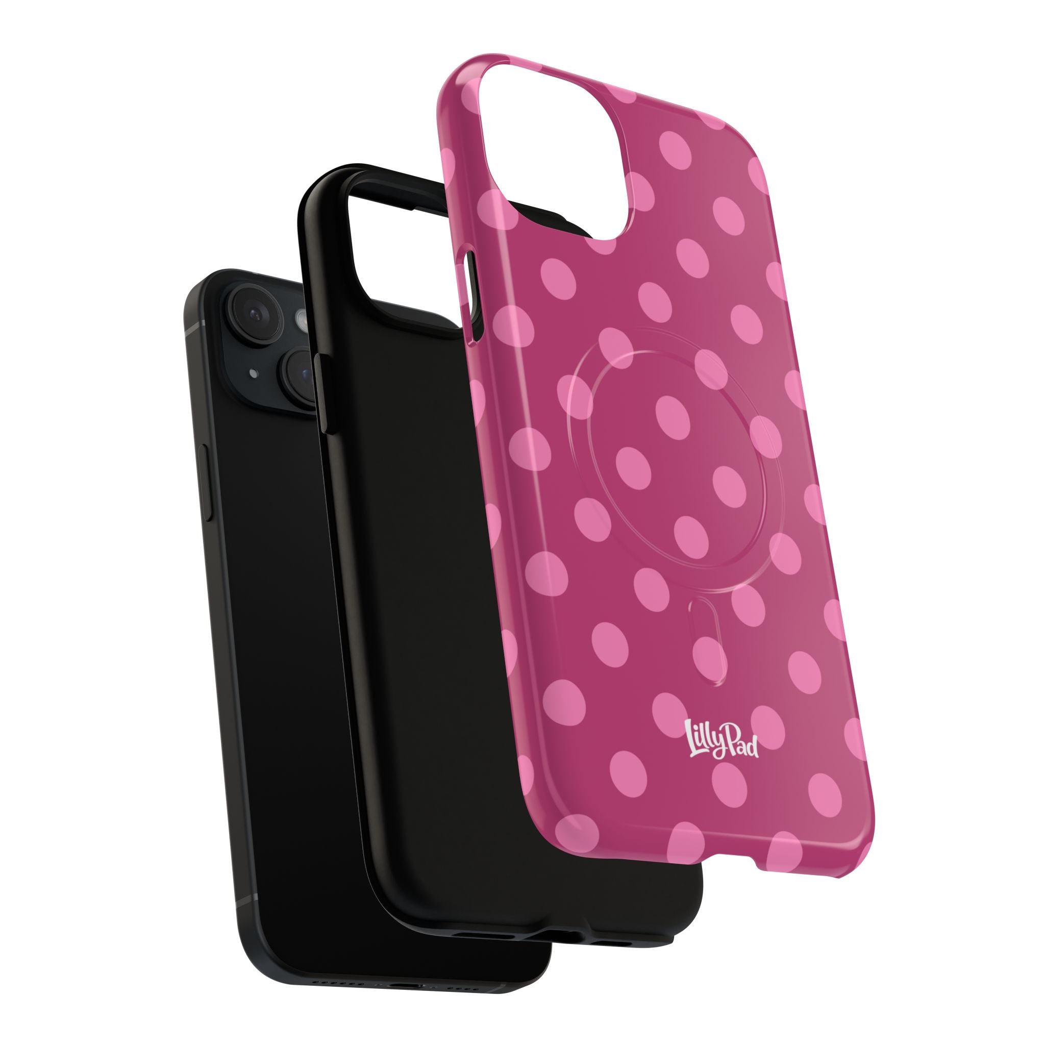 Pink Polka Dot Tough Magnetic Case | Phone Cover, MagSafe Compatible