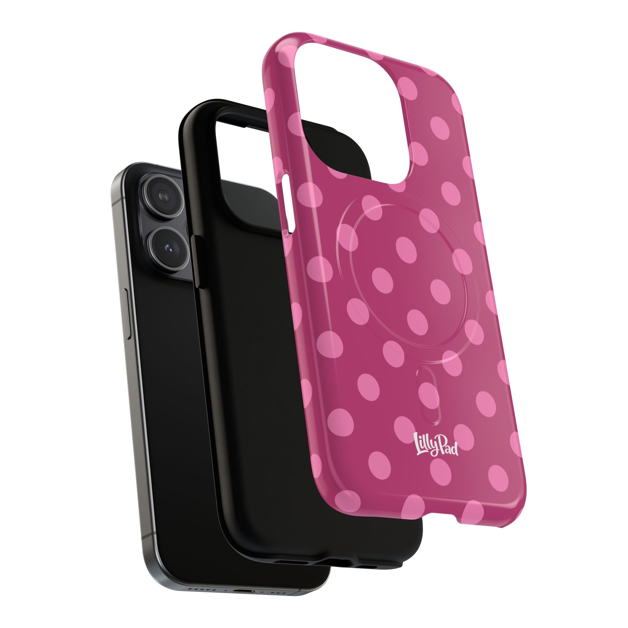 Pink Polka Dot Tough Magnetic Case | Phone Cover, MagSafe Compatible